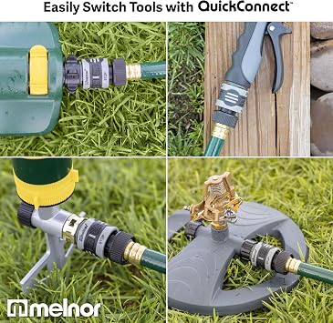 Melnor 65175AMZ 6 Piece Quick Connect Starter Set Connector Bundle, Product Adapter, Product End Connector, Black, Grey