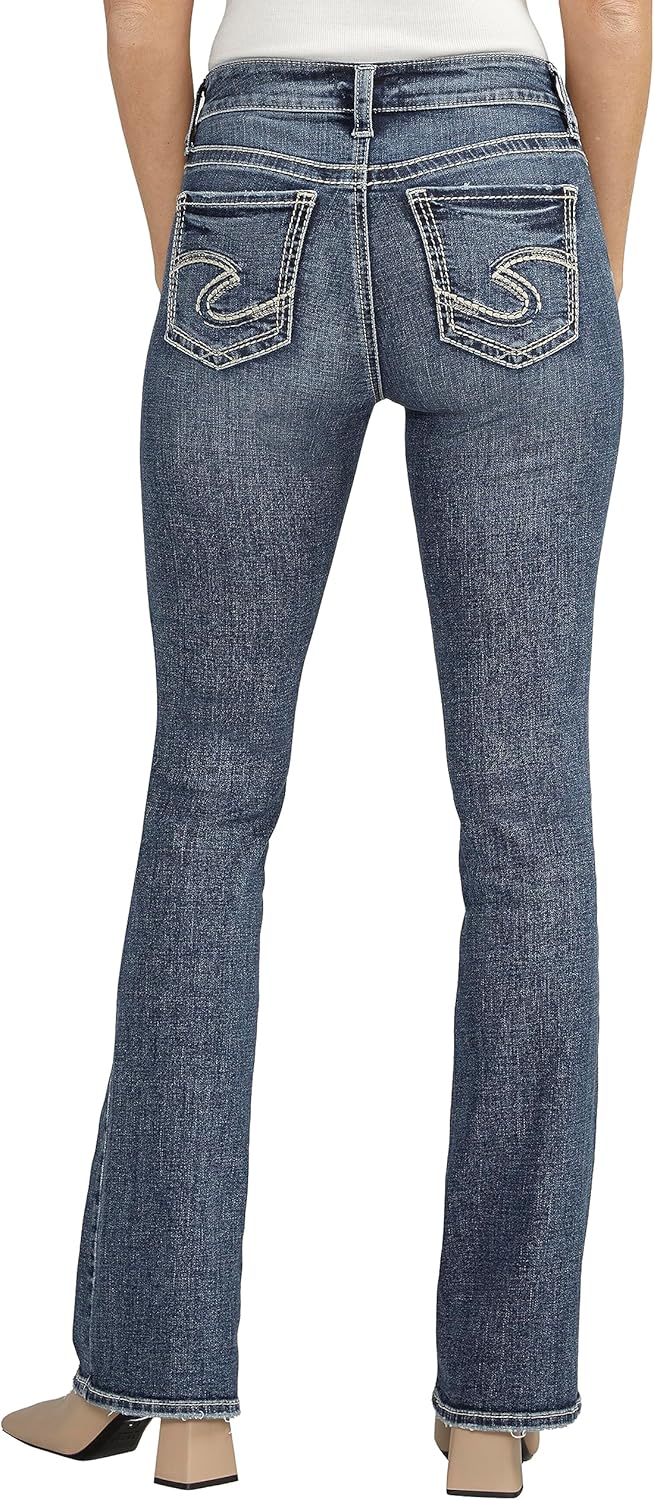 Silver Jeans Co. Women’s Suki Mid Rise Curvy Fit Slim Bootcut Jeans