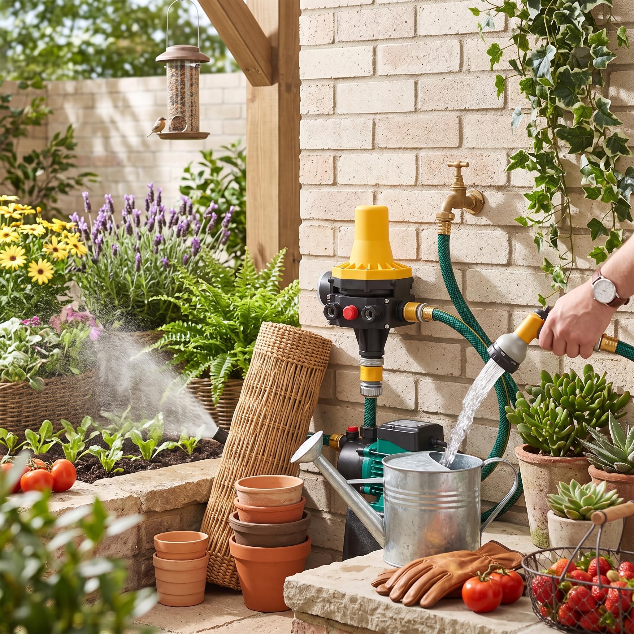 Contrôleur de Pression de Pompe Contrôleur Pompe à Eau électronique avec un Gage Pression pour House Garden 220V