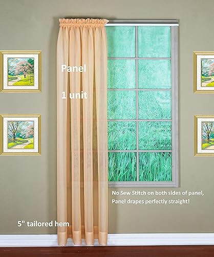 Miniatura 2 de Today's Curtain - Cortina Emelia de gasa original, panel de 84 pulgadas, melocotón, 60 pulgadas de ancho x 84 pulgadas de largo