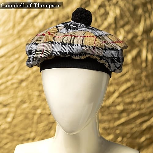 Miniatura 5 de Gorra Tammy de Lana Acrílico Tradicional Escocesa Tam o' Shatner Sombrero Plano Bonete Kilt Muchos Tartanes