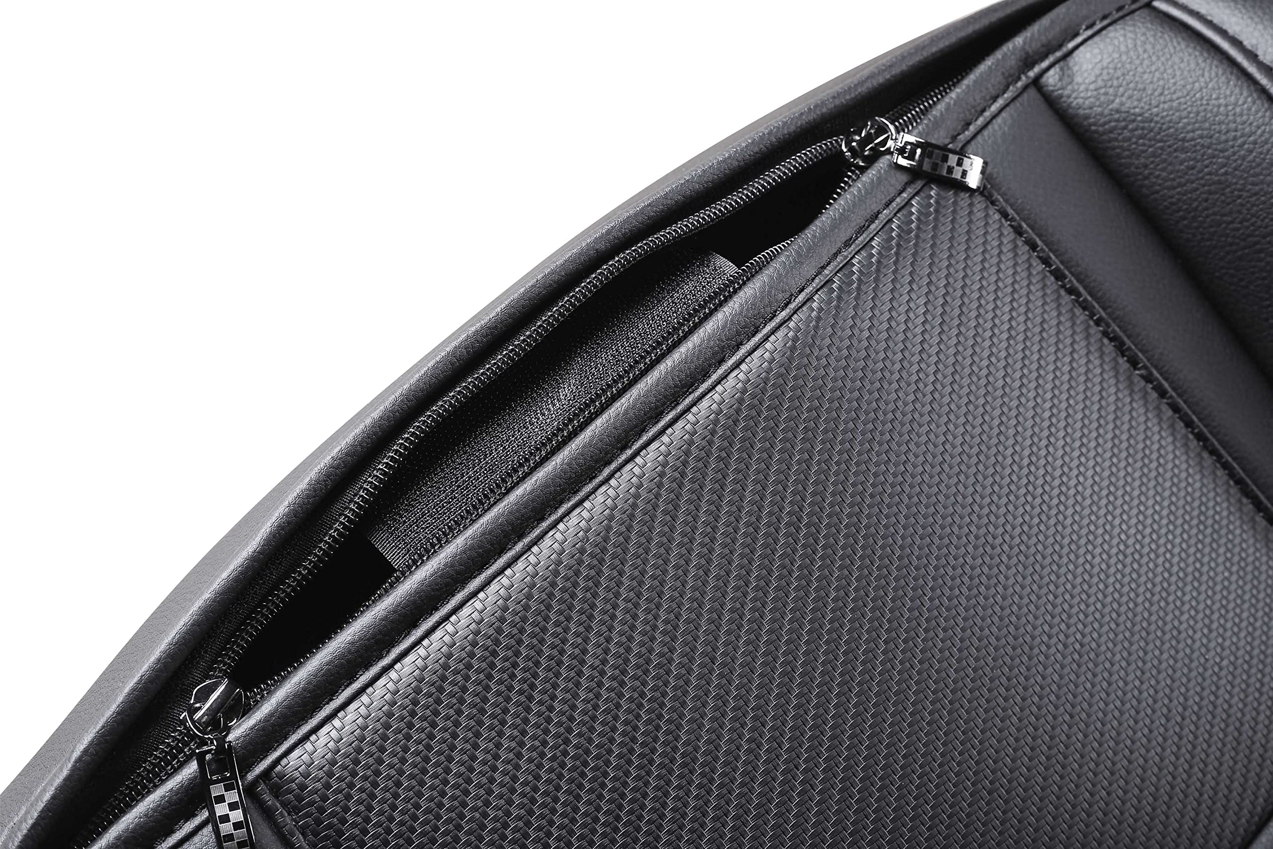 Origen Volledige voorstoelhoes Model R1 zwart met 6 cm schuimrubber compatibel met zijairbag. Gemaakt in universeel en ergonomisch