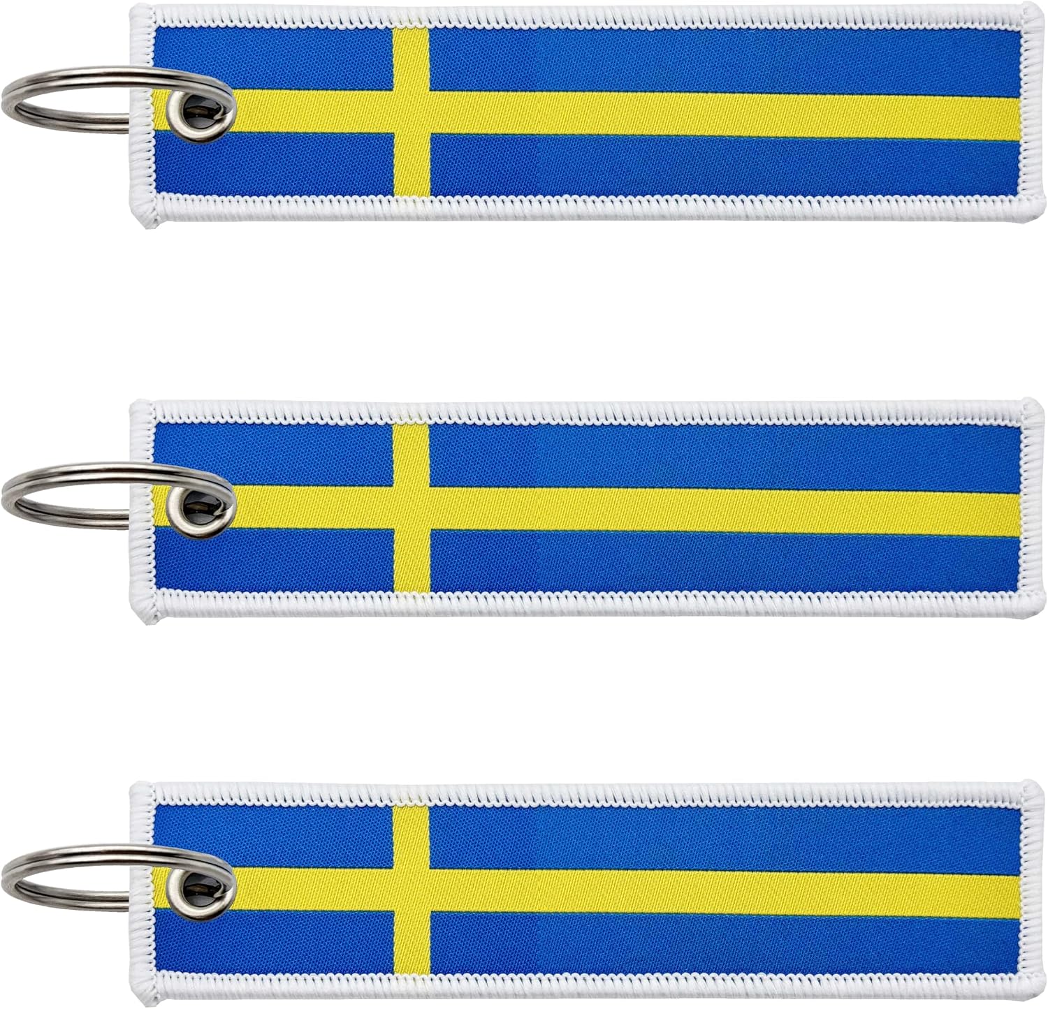 3 Pcs Sweden Swede Country Flag Keychain,Woven label Key Chains for Car Keys,Fabric Key Chains Men and Women,Used for Various Decorations.