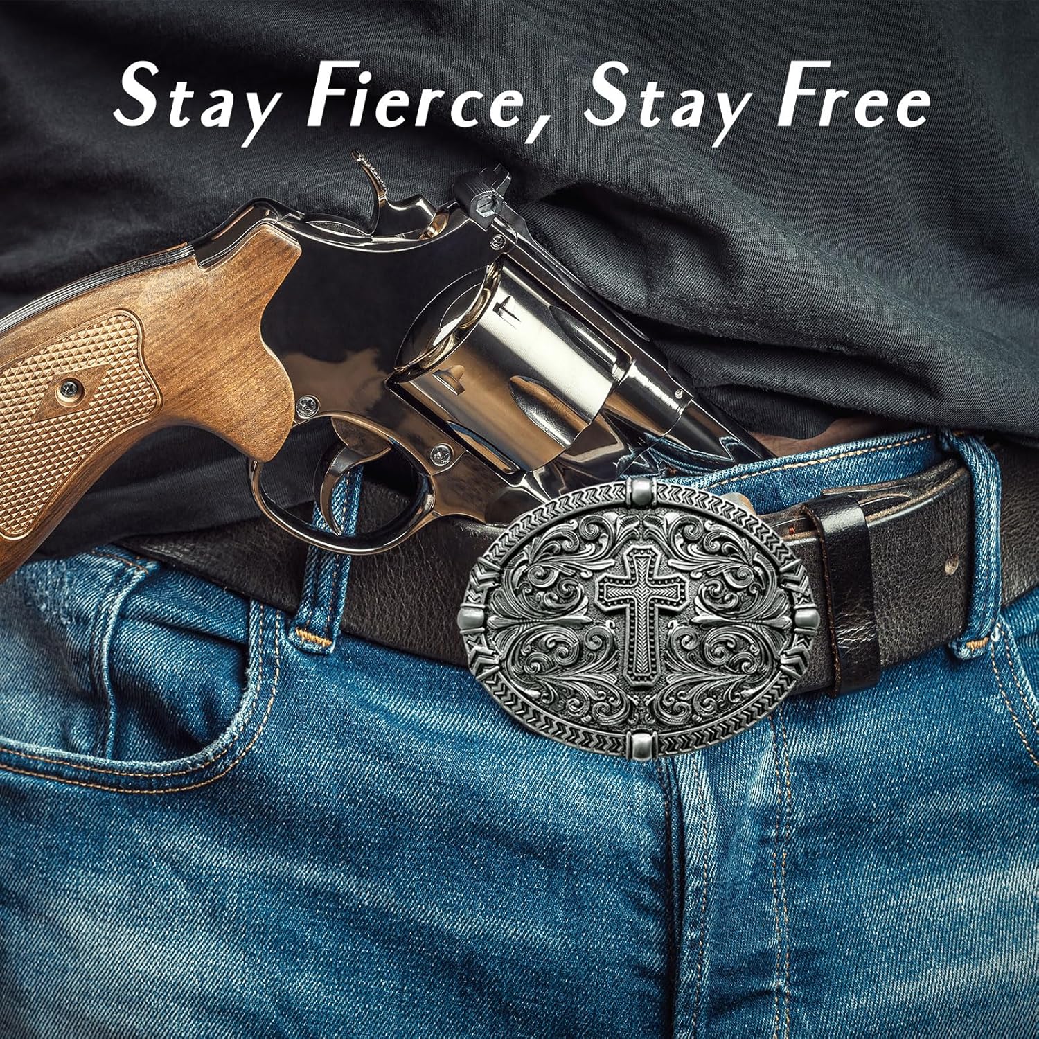Religious Cross Western Belt Buckles for Men Cowboy Belt Buckle Cowgirl Faith Belt Buckles - Image 2