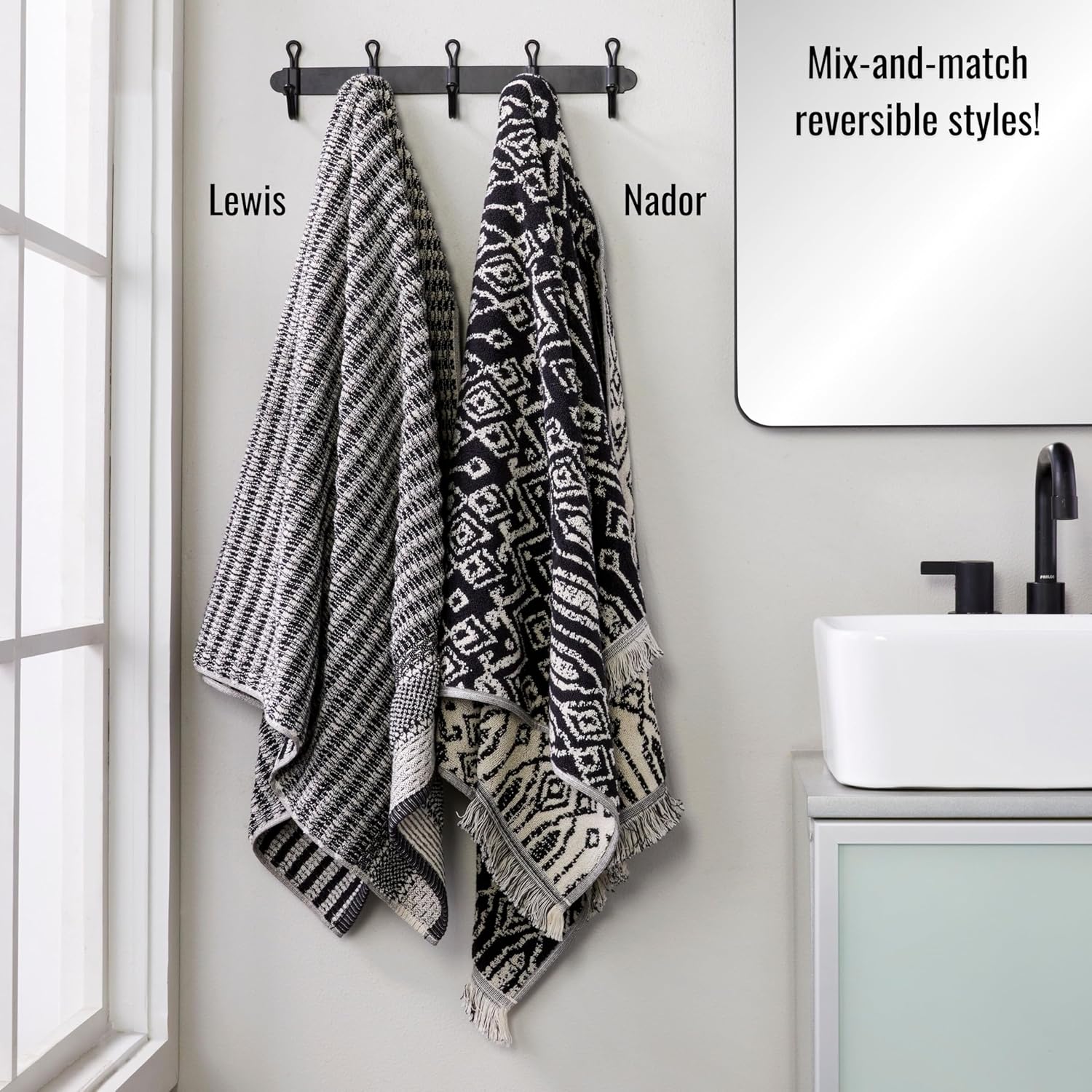 SKL Home Nador Jacquard Bath Towel, Black - Image 9