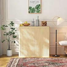 Fluted Buffet Cabinet with Storage 34.6" Sideboard Credenza Oak
