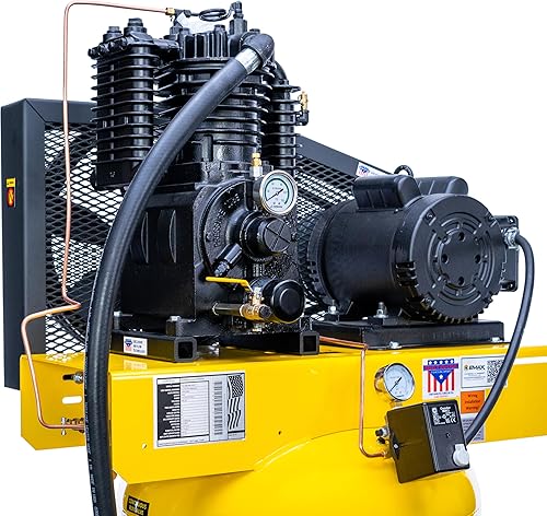 Miniatura 2 de EMAX Compresor de aire estacionario E350 - 5hp 80 Gal. Compresor industrial monofásico de 2 etapas con bomba lubricada a presión y sistema de aire