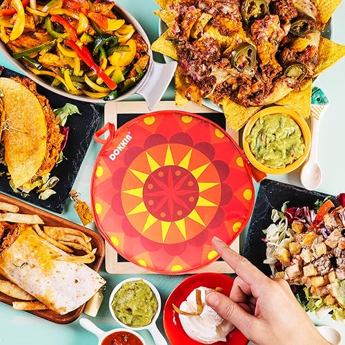 Miniatura 5 de DOKKIA Calentador de tortillas Taco bolsa de tela aislada de 12 pulgadas - Bolsa de tela para microondas para mantener la comida caliente (12