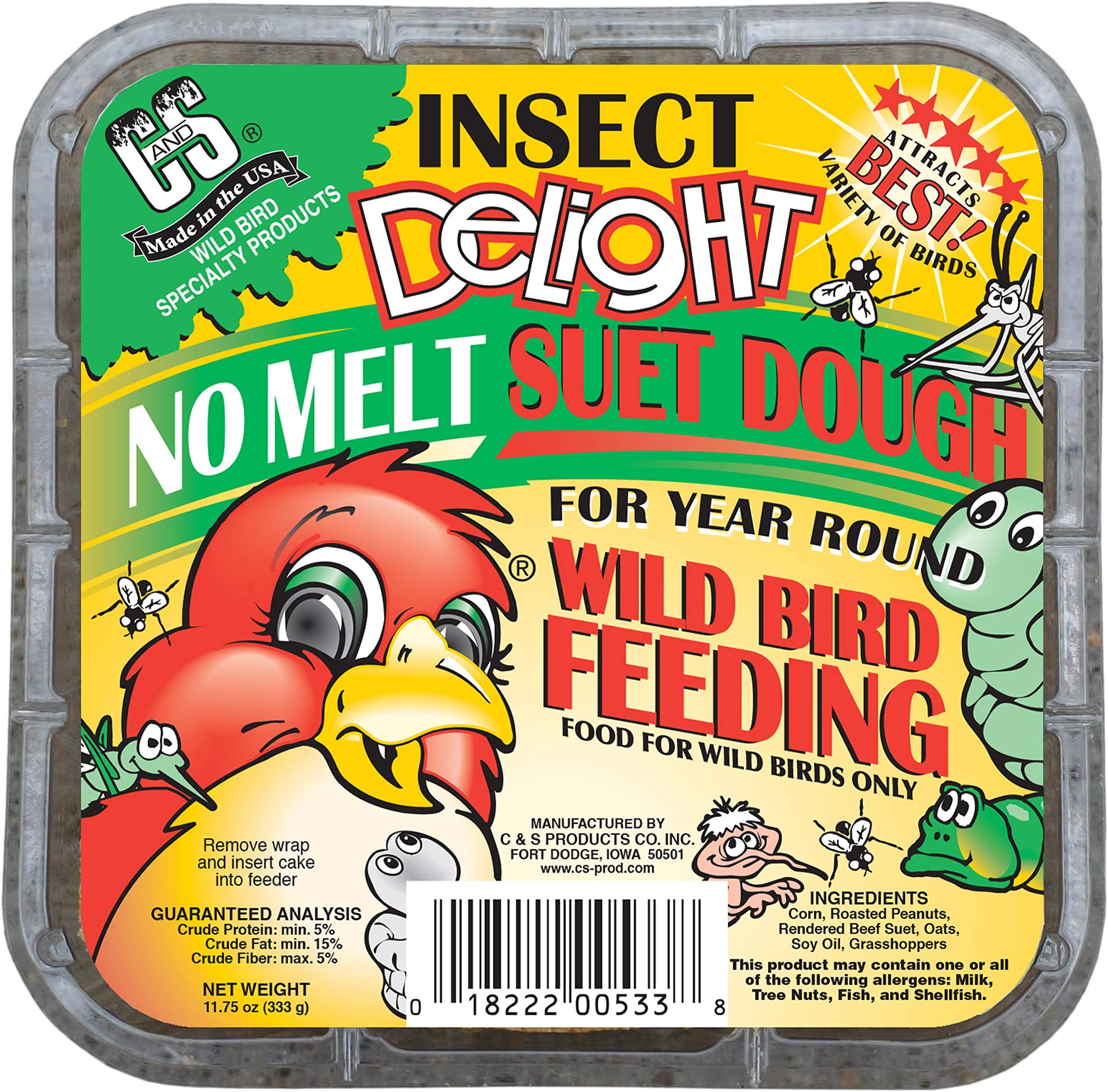 C&S Woodpecker Delight NoMelt Suet Dough Pet Bird