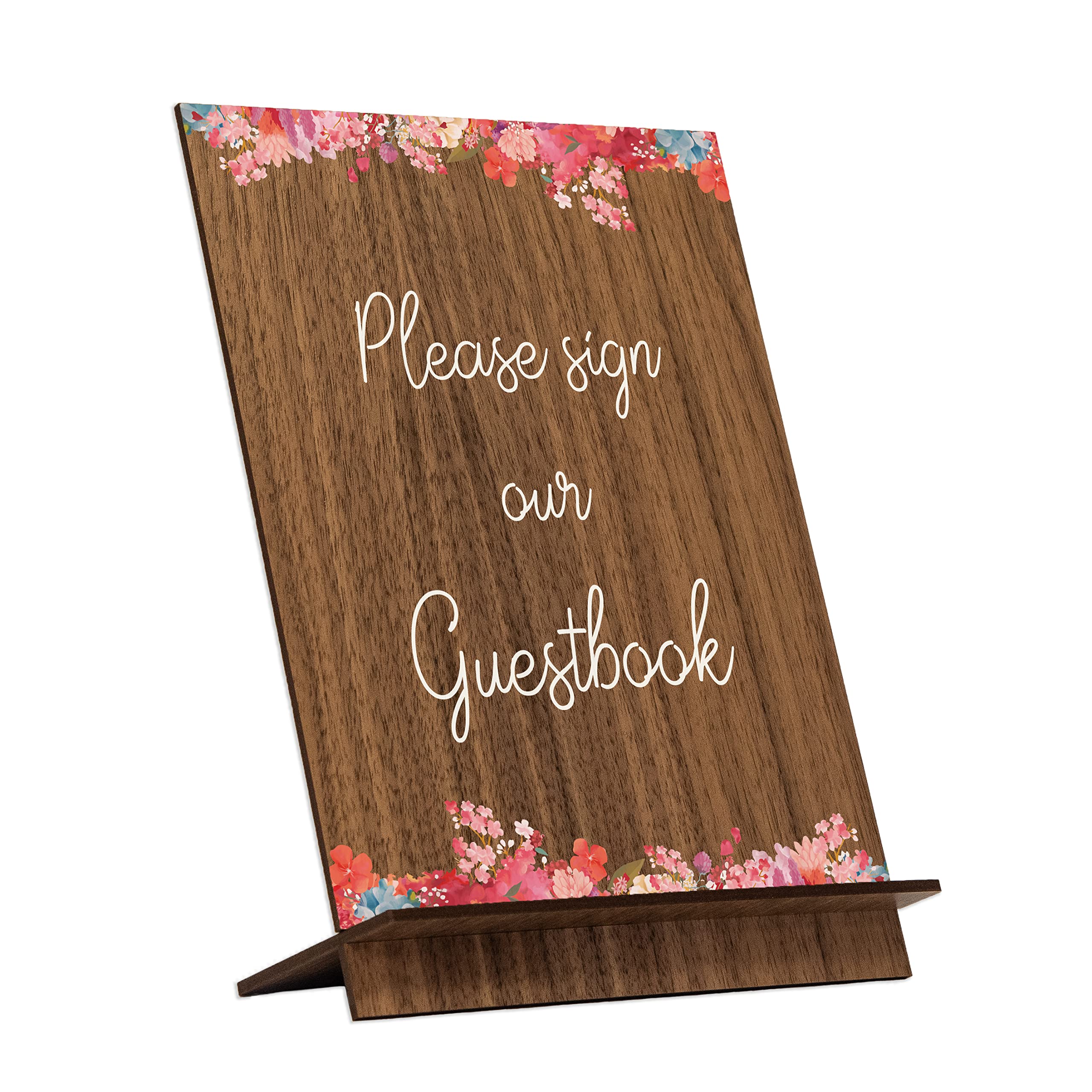"Guest book sign | Wedding guestbook sign | Wedding Sign | Gift Table Signage/Please sign guestbook (A5, Pink floral)"