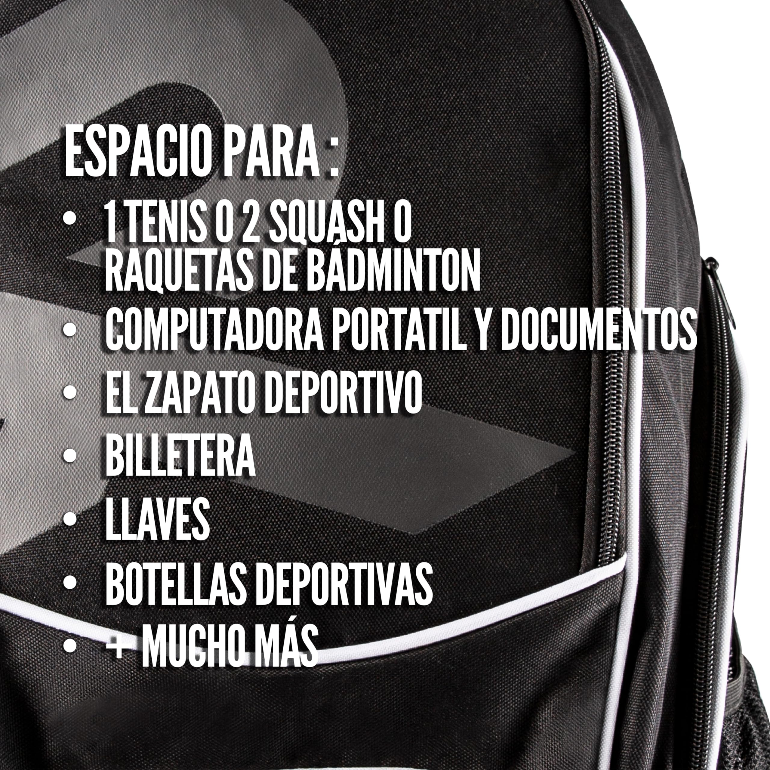 Raquex - Mochila Deportiva para Raquetas de Tenis o 2 Raquetas de Squash o bádminton, Mochila para Raquetas de Nieve + Zapatos + Ordenador portátil + Botella