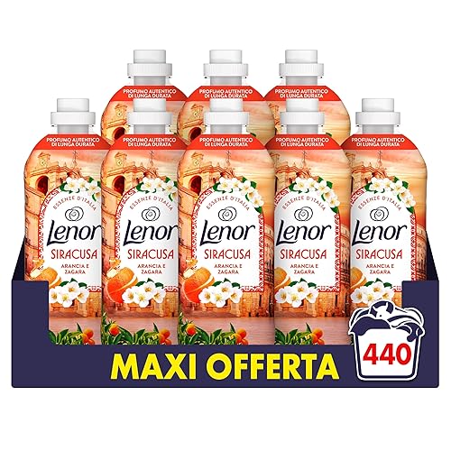 Lenor Ammorbidente Lavatrice Concentrato Essenze d’Italia, 440 Lavaggi (8x55), Siracusa, Note Di Arancia e Zagara, Profumo autentico di lunga durata
