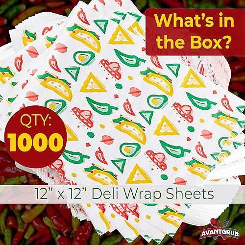 Miniatura 8 de Divertido, Fiesta Style papel de delicatessen de 12 pulgadas, 50 unidades a prueba de grasa, apto para microondas, tejido mexicano ideal para