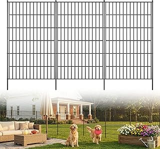 Toolterritary 10 Panels No Dig Decorative Garden Fence, 48in(H) x 25ft(L), Dog Fence Outdoor for Yard - Rustproof Metal Animal Barrier Fencing for Patio, Flower Bed, Ideal for Dogs, Rabbits