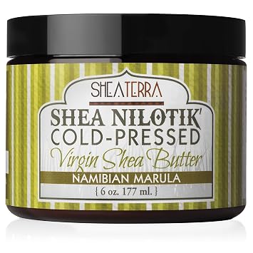 Shea Terra Organics 100% Organic Cold Pressed Virgin Shea Butter Scented with Namibian Marula Oil and Real Fruit Extract | Natural Daily Skin Cream 6 oz