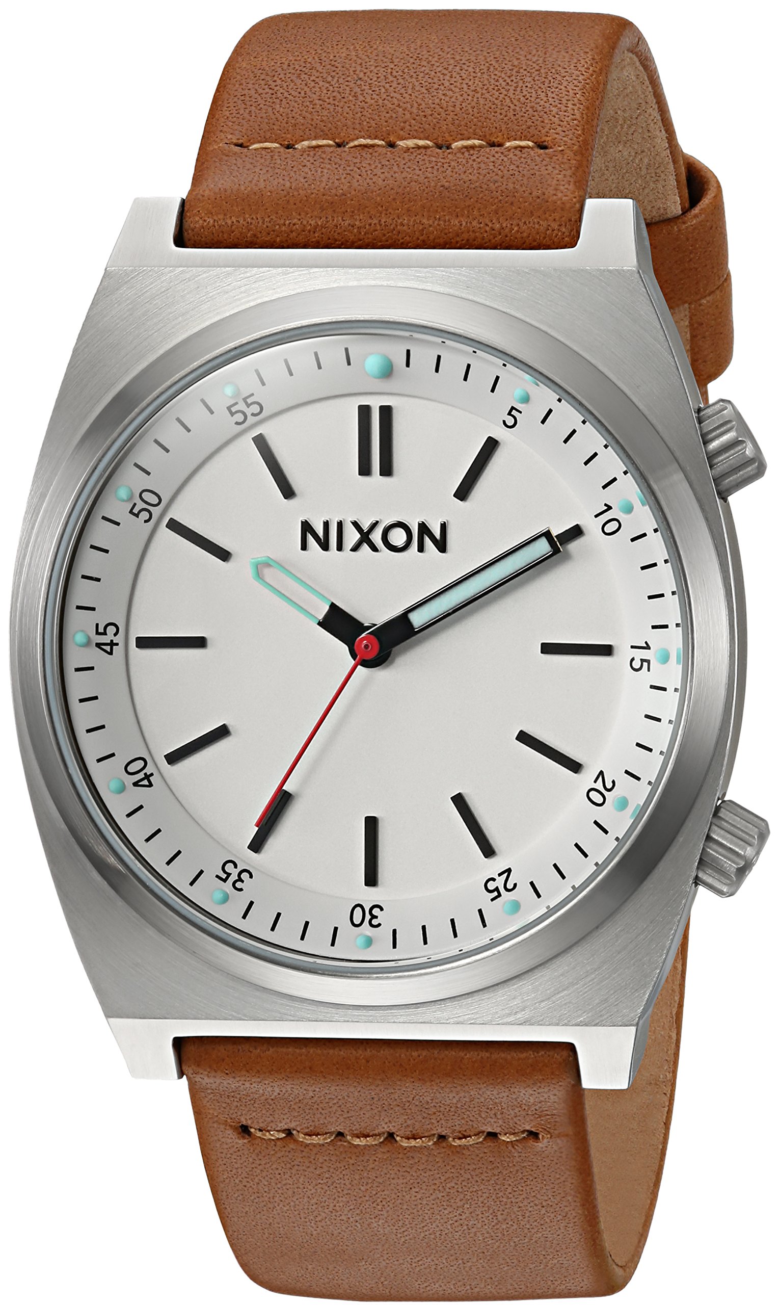Nixon Men's Brigade Stainless Steel Japanese-Quartz Watch with Leather-Synthetic Strap, Brown, 21 (Model: A11782728)