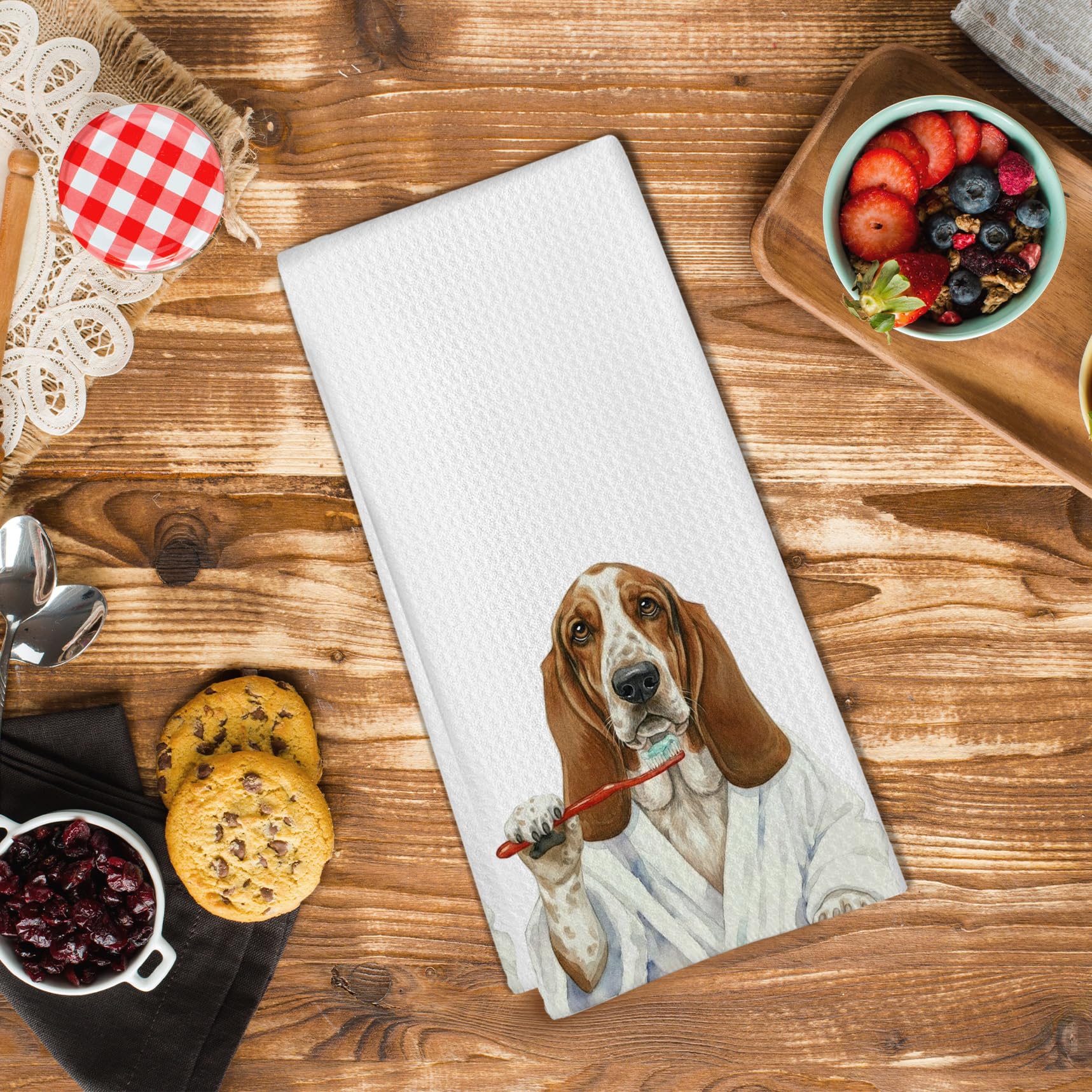 Funny Bassett Basset Hound Dog Bathroom Hand Towel, Bassett Basset Hound Dog Gifts Hand Towel for Bathroom Kitchen Washroom Decor, Funny Dogs Lover Gifts Dish Tea Towels, 16x24 Inch