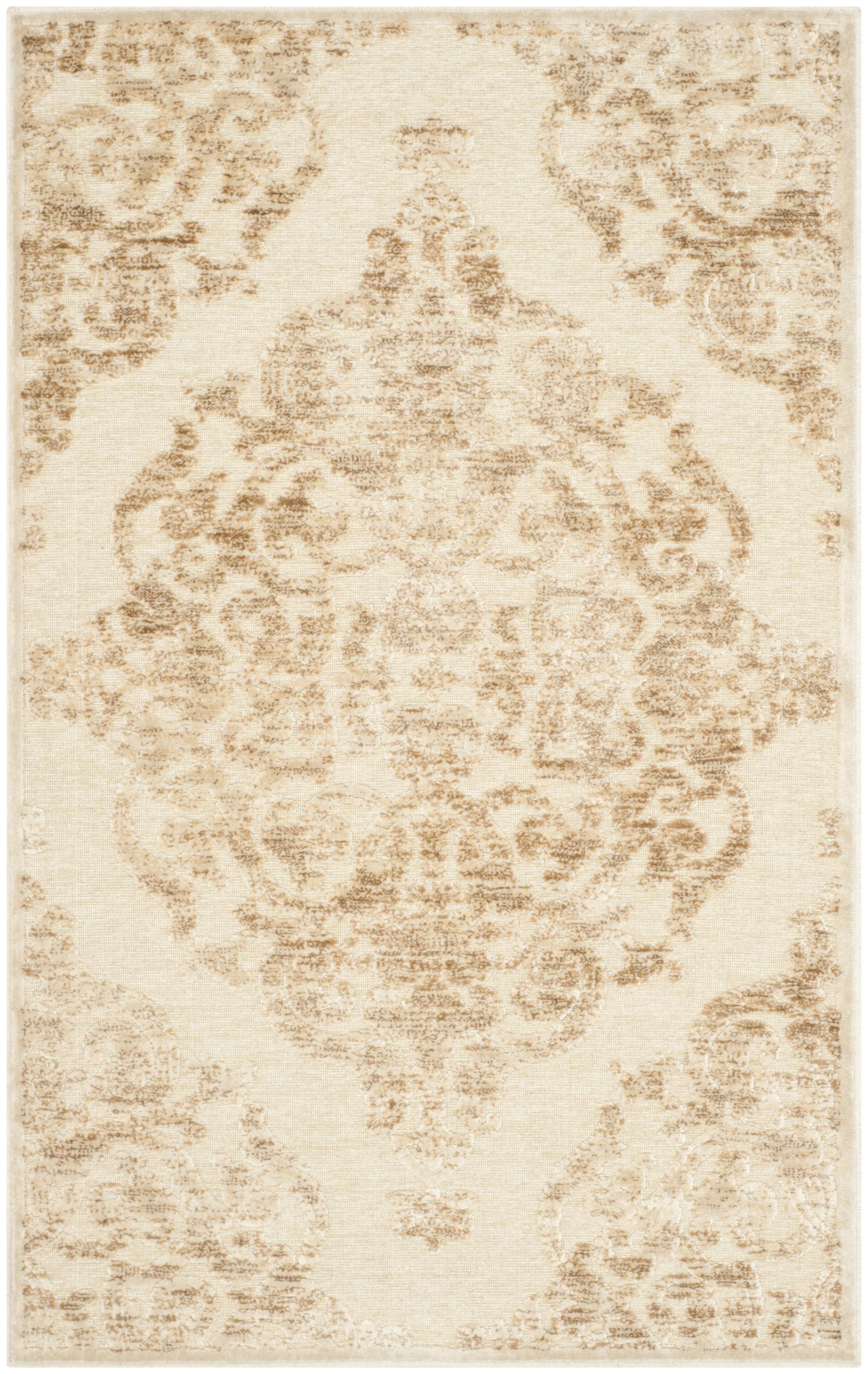 SAFAVIEH Paradise Collection Accent Rug - 2'7" x 4', Stone, Medallion Viscose Design, Ideal for High Traffic Areas in Entryway, Living Room, Bedroom (