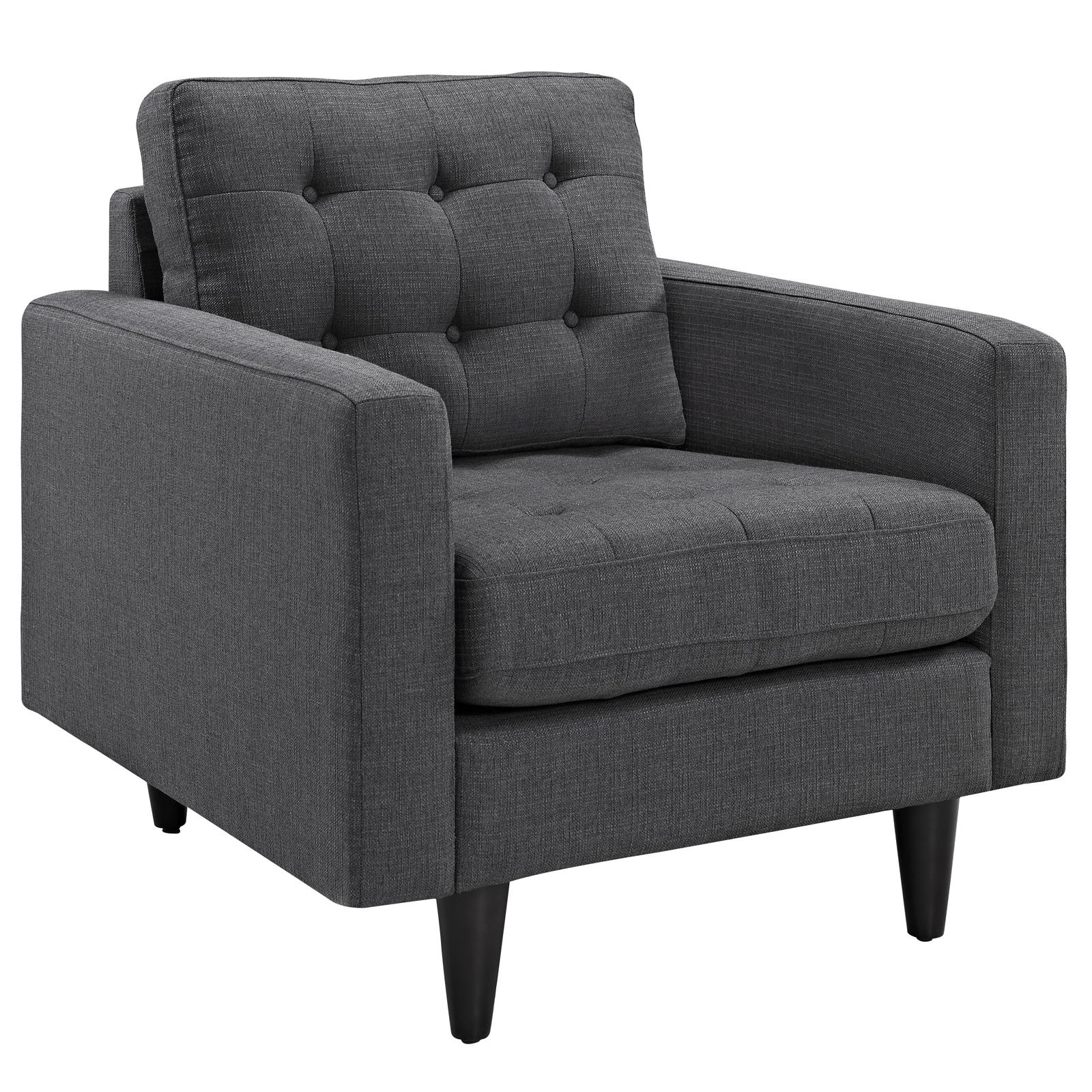 Condition photo showing New/Like New for Modway EEI-1013-DOR Empress Mid-Century Modern Upholstered Fabric Armchair in Gray