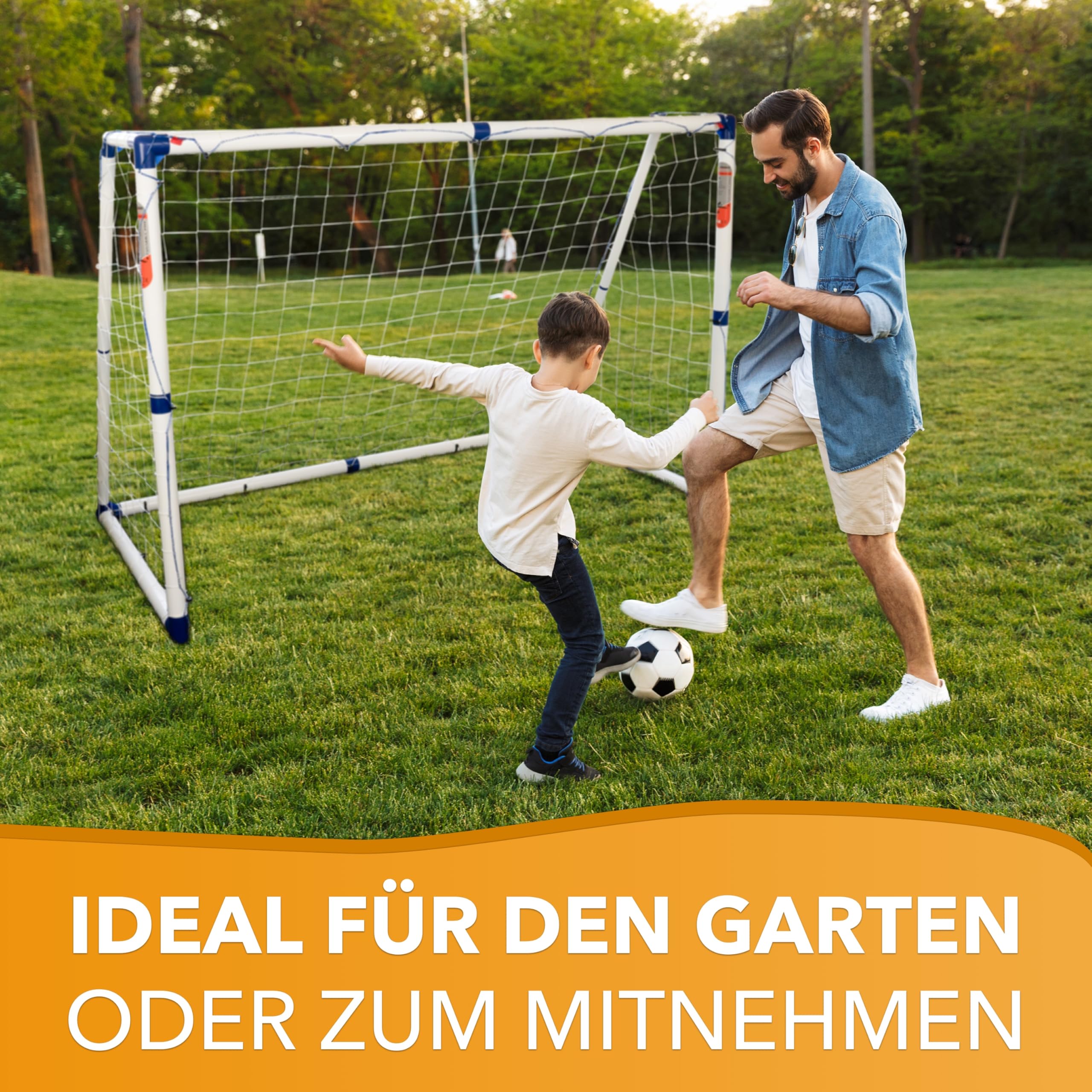 Tornado | PRO Fußballtor für Kinder | Für PU- oder Soft PVC-Bälle geeignet, das perfekte Tor für den Garten aus Kunststoff, Verschiedene Größen: 1x 150x100, 1x 180x130, 1x 244x180, Set 2X 110x90