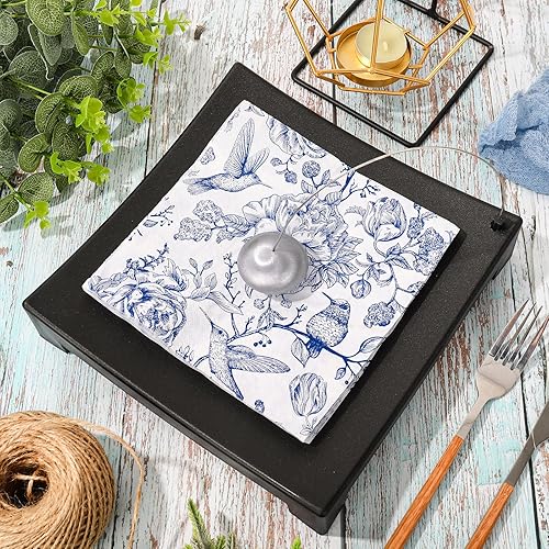 Miniatura 3 de AnyDesign 80 servilletas de papel florales azules, servilletas de almuerzo de pájaros con flores azules y blancas, servilletas de mano para boda,