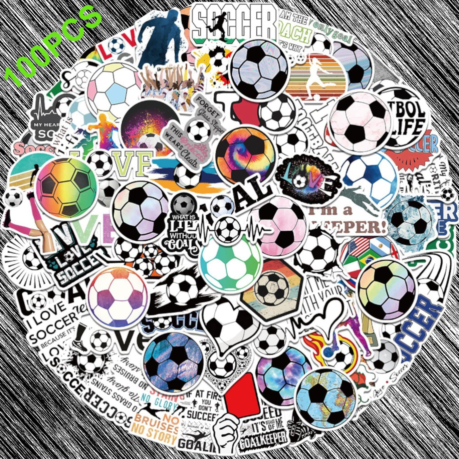 Runmeihe 100PCS Football Stickers, Waterproof Football Gifts for Boys Colorful Vinyl Stickers for Water Bottles Phone Laptop - Image 2