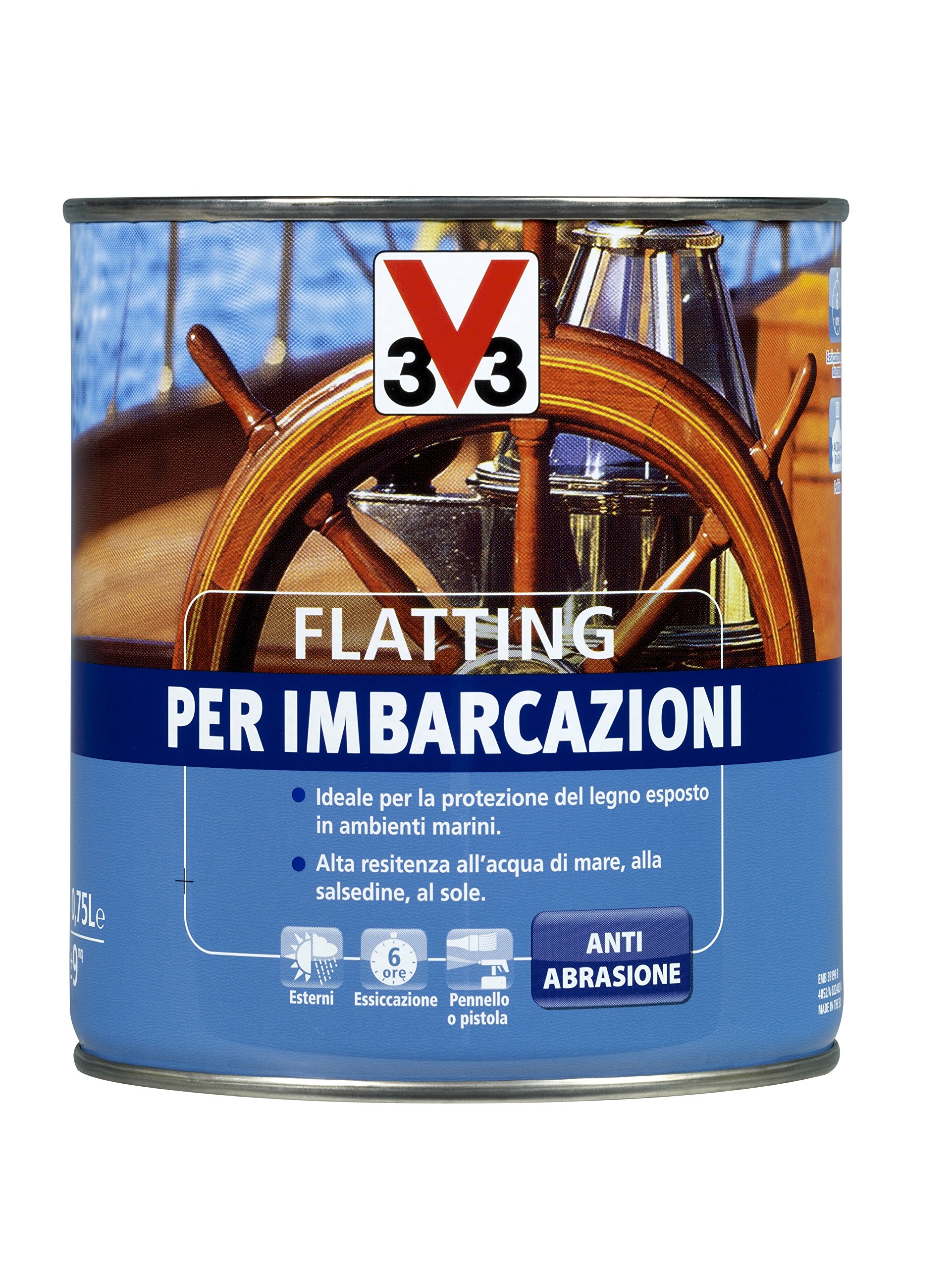V33 Flatting A Solvente Anti-Abrasione, Alta Resistenza All'Acqua Di Mare, Alla Salsedine E Al Sole 2500 Ml