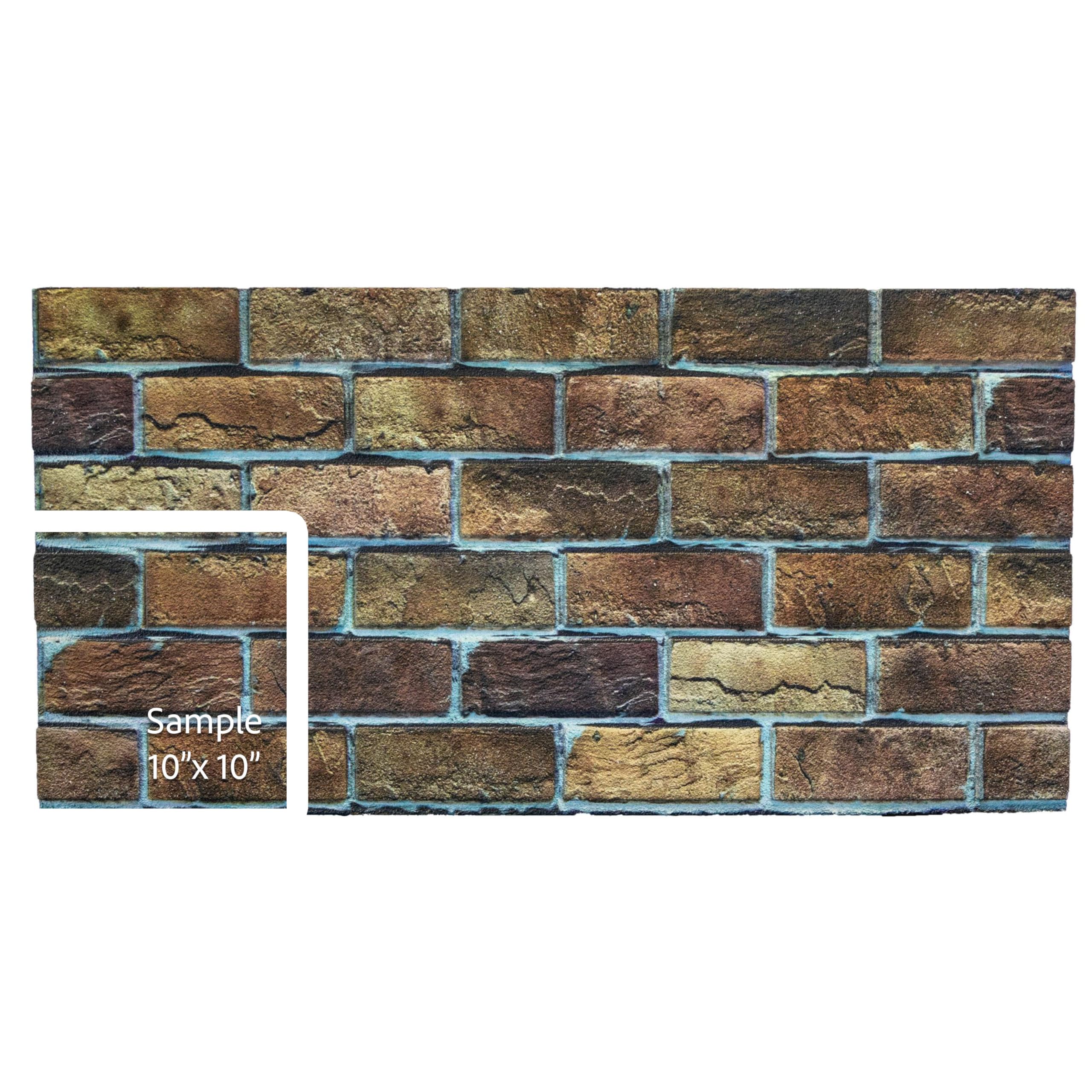 Dundee Deco 3D Wall Panels Faux Brick - Cladding, Brown Beige Stone Look Wall Paneling, Styrofoam Facing for Living Room, Kitchen, Bathroom, Balcony, Bedroom, Sample, Size 10 x 10 in.
