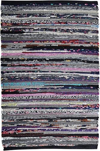 Miniatura 151 de Alfombra de trapo 100% algodón de 2 x 3 pies, lavable multicolor, alfombra Chindi tejida a mano y reversible para sala de estar, cocina, entrada