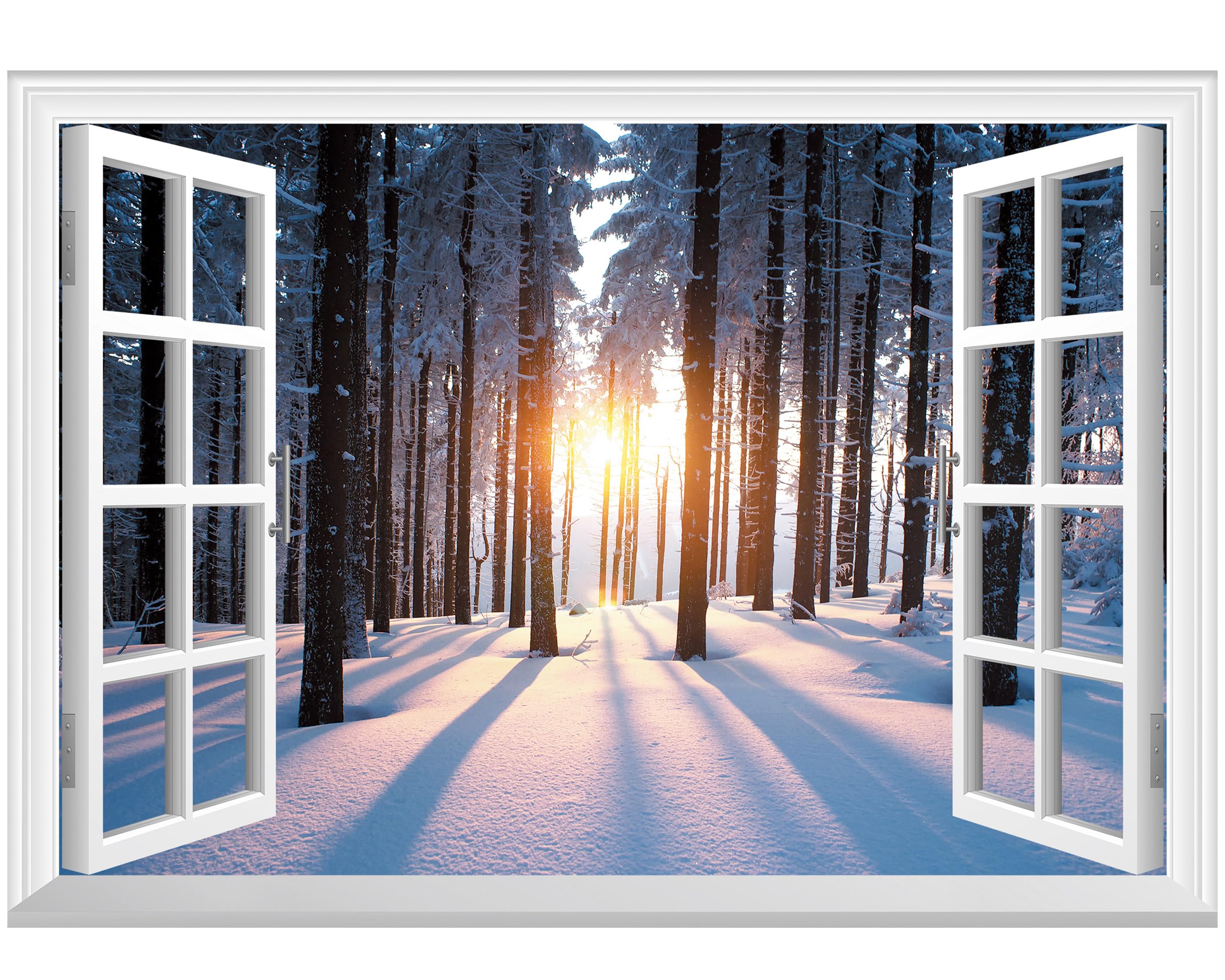 FLFK Fake Window Wall Sticker - Landscape Faux Window Wall Mural for Wall Decor, Stick and Peel Wall Decals,48"x32",Set of 2 Sheets — view 10