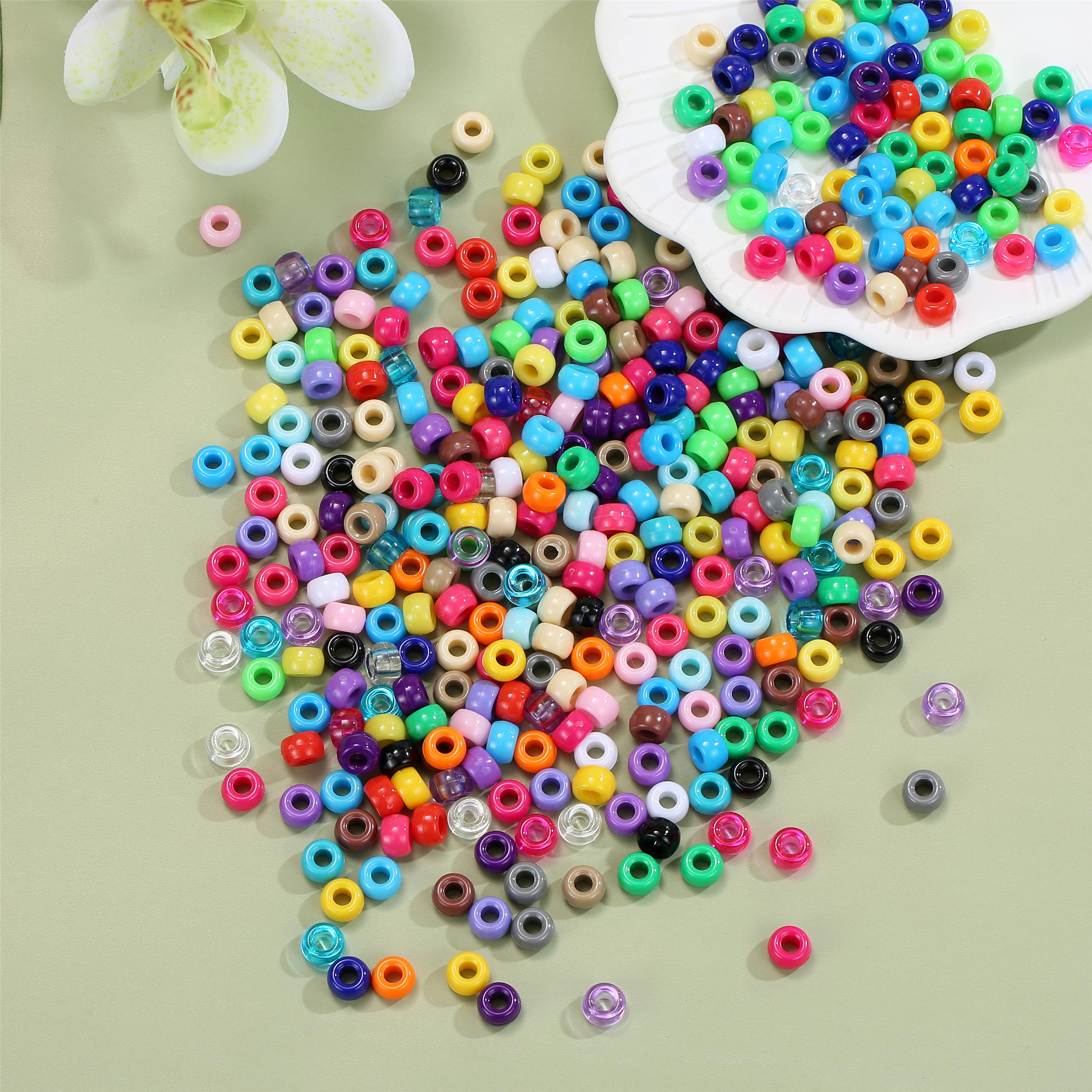 Hudinsun 28 Colors 700pcs Pony Beads for Bracelets, 6x9mm Large Plastic Pony Beads Set Kandi Beads Friendship Bracelet Making Kit for Jewelry Making and DIY Crafts - Image 6