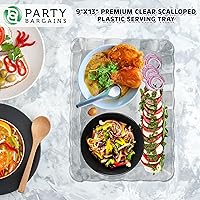 Vista 4 de Party Bargains Bandeja de plástico festoneada de 9 x 13 pulgadas, transparente, paquete de 4