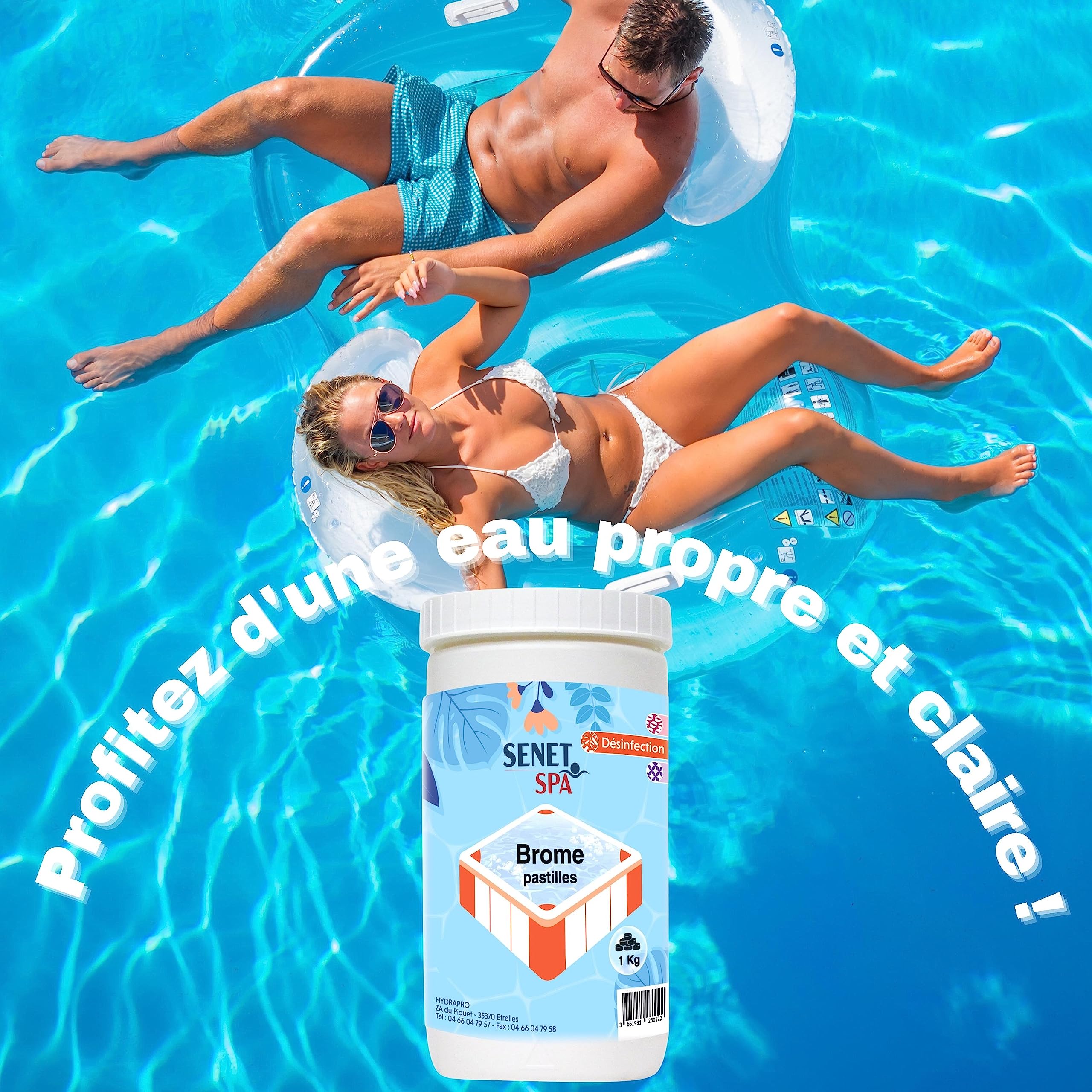 Brome Spa et Piscine, Entretien et Désinfection de l’Eau/Elimine Les impuretés de l’Eau - Dissolution très Lente - Pastilles de Brome de 20g, Pot de 1kg
