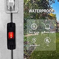 Vista 8 de Cable de Extensión para Exteriores con Interruptor de Encendido/Apagado Impermeable, Cable de Extensión de 3 Clavijas con Interruptor de Cable