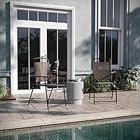 Vista 10 de EMMA + OLIVER Munroe Folding Patio Sling Chairs - Gray - All-Weather Textilene Seat and Back - Integrated Armrests - Set of 2