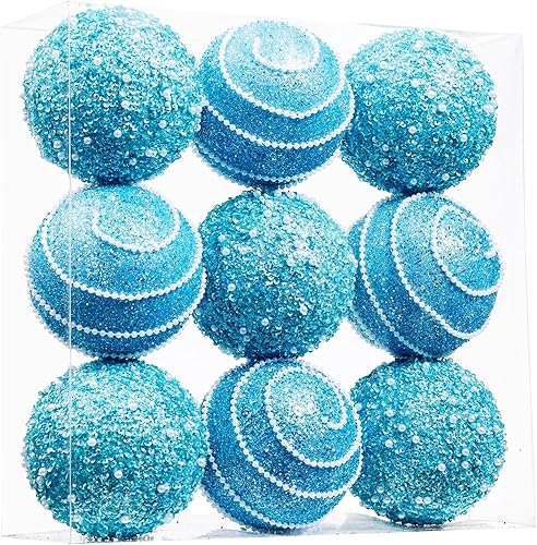 Adornos de bola de Navidad color azul bebé, decoraciones de bolas de Navidad inastillables de plástico colgantes para fiestas de vacaciones (3.543