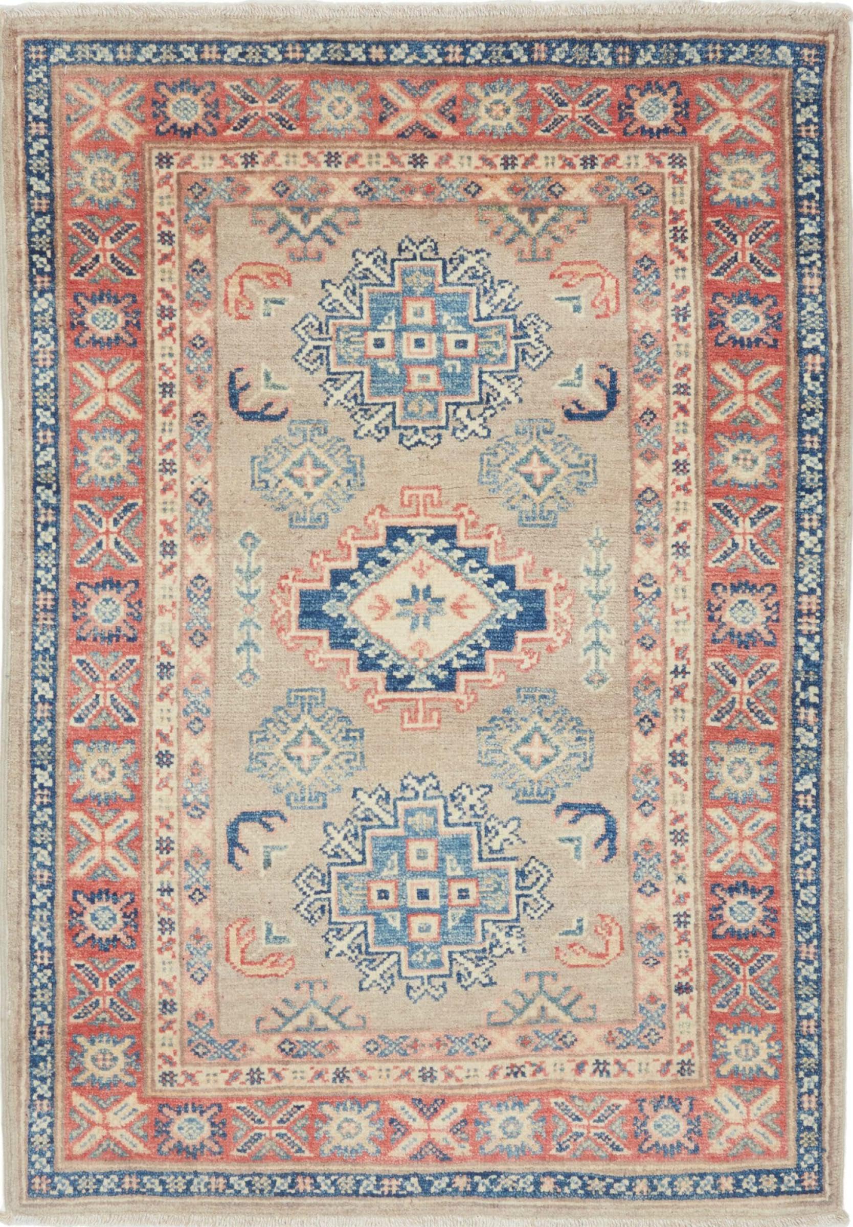Tapis Kazak noué à la main 81x117 cm en laine de prestige du Pakistan