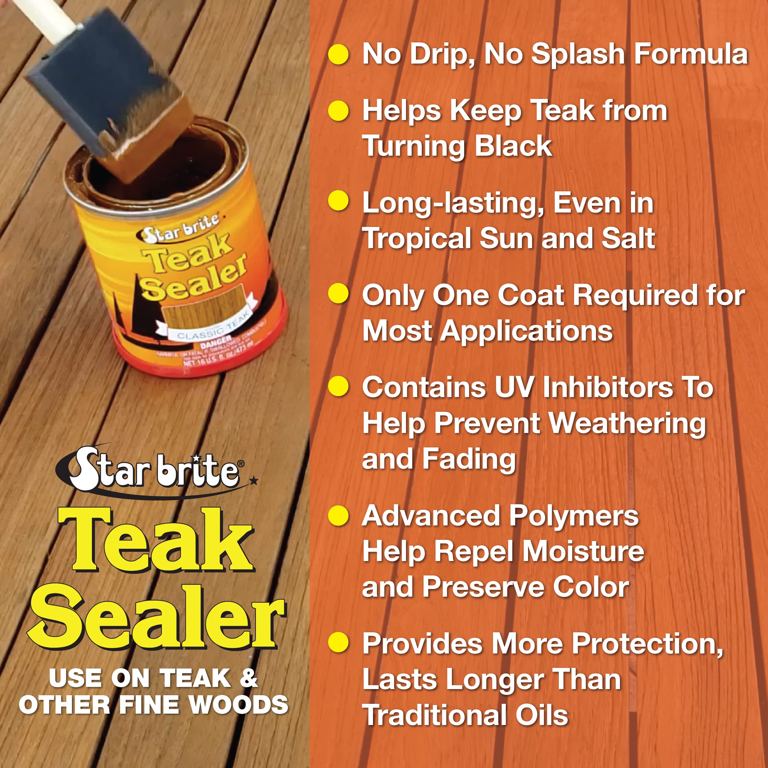 STAR BRITE Teak Sealer One Coat Marine Grade Formula Choose From 3 Colors & Sizes Seal Out