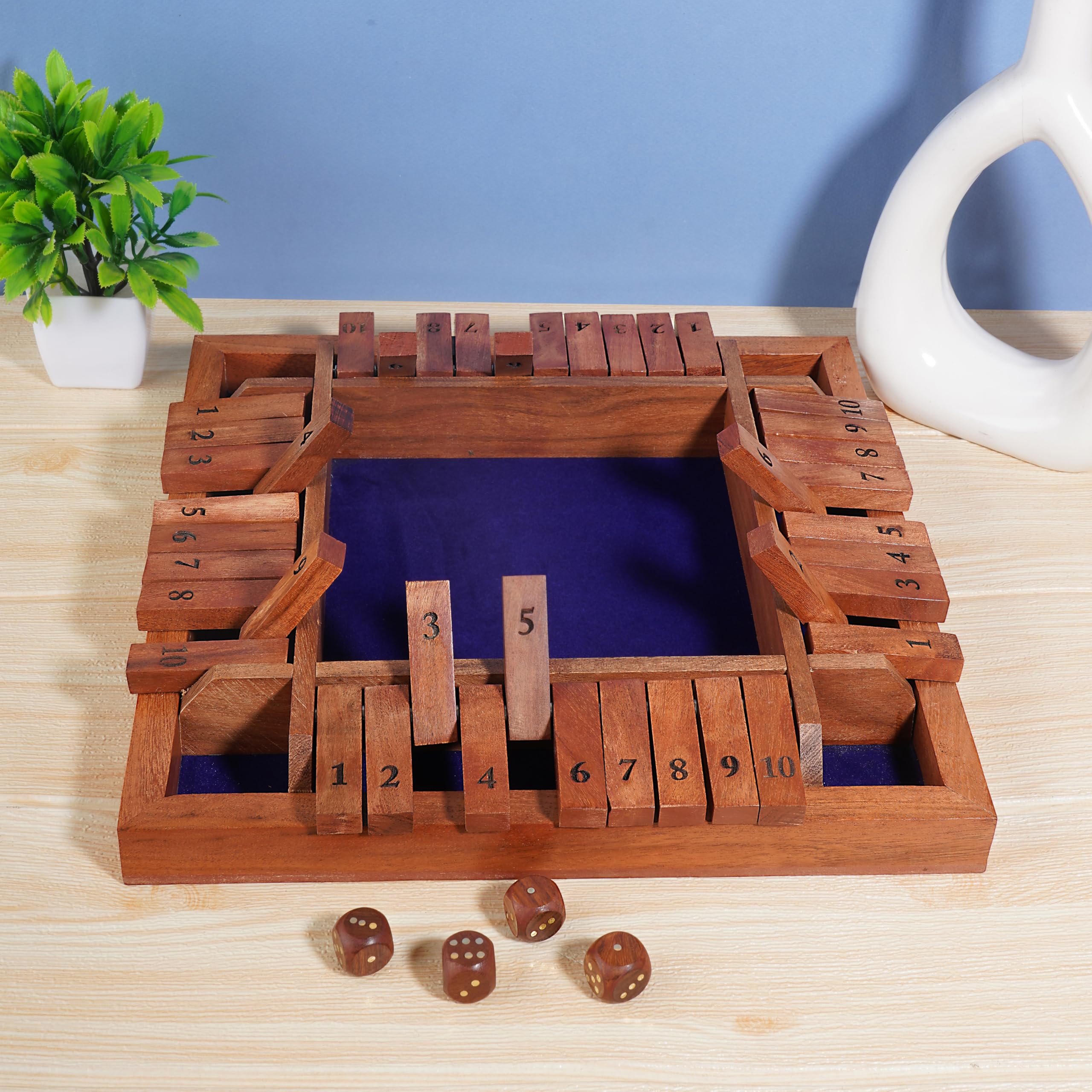 Ajuny Wooden Shut The Box Dice Game for 1-4 Players - Image 4