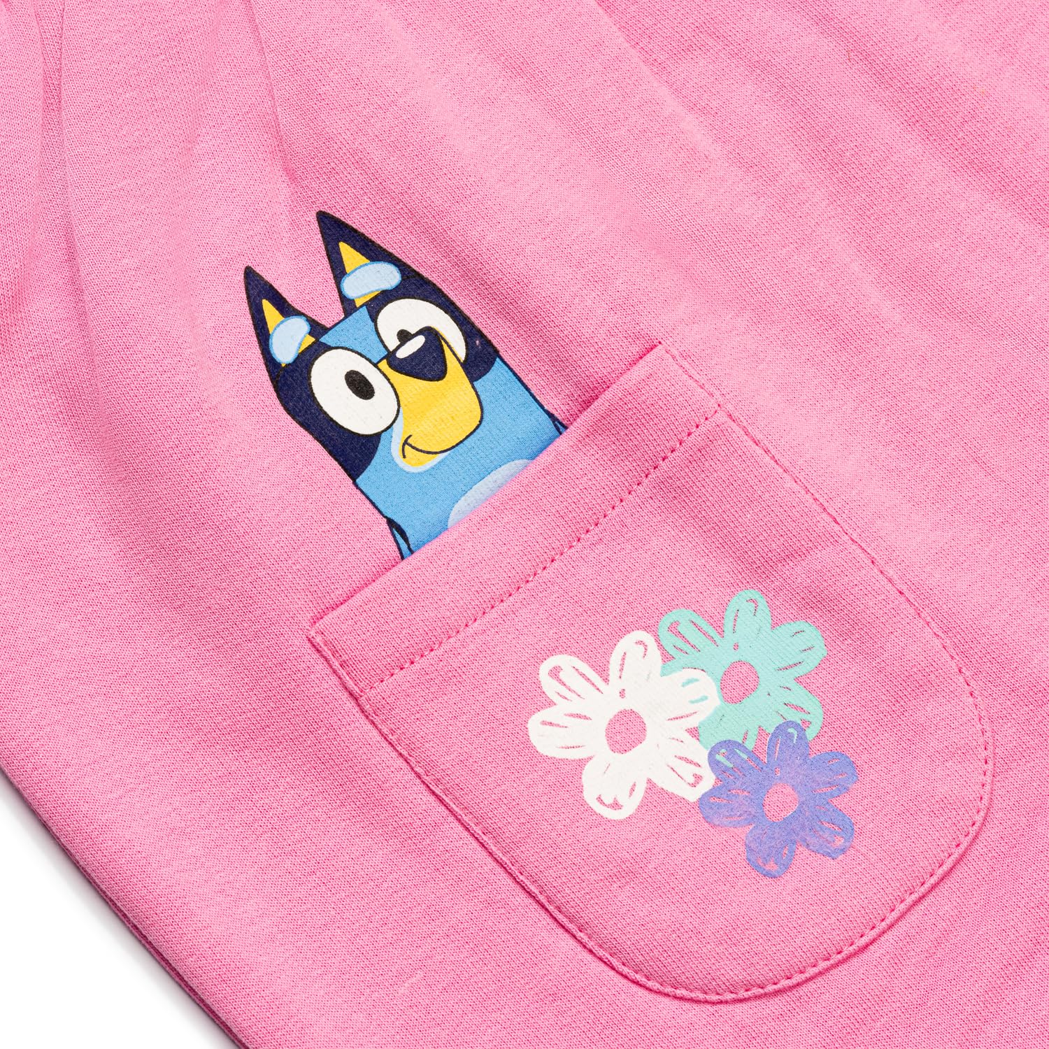 Bluey Conjunto de vestido y camiseta para niñas Rosa con bolsillos Algodón suave