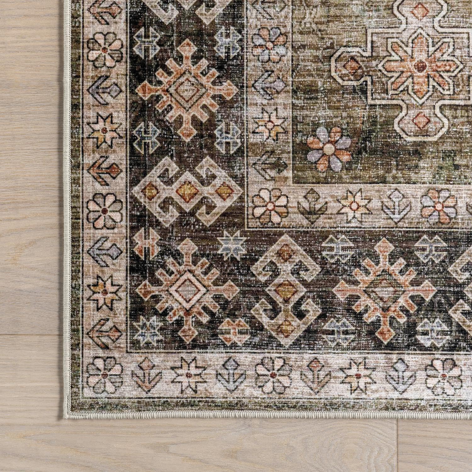 nuLOOM 8' x 10' Machine Washable Area Rug with Waterproof Spill Proof Surface, Non Slip Backing and Stain Resistant for Living Room, Bedroom, Kitchen, Dining Room, Purdie Sage Green