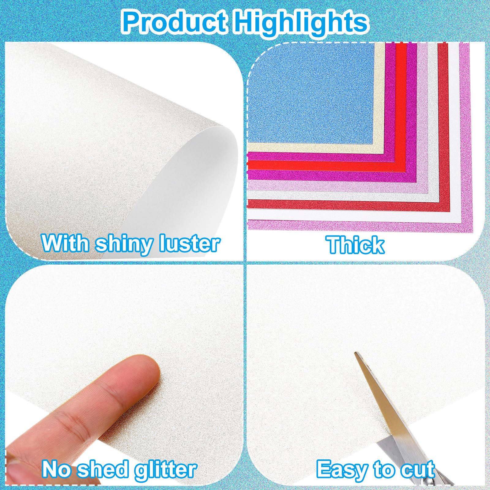 PATIKIL 40Sheets White Glitter Cardstock Paper - Image 3