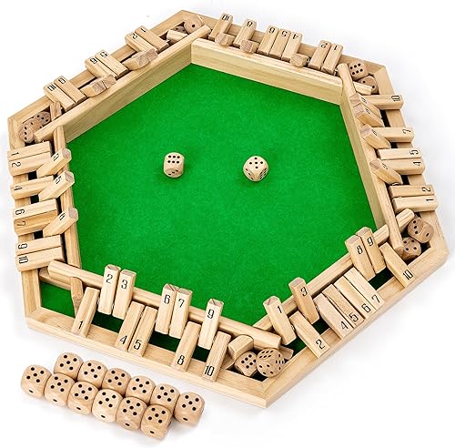 ropoda Juego Shut The Box, juegos de mesa de madera mejorados para 1 a 6 jugadores para adultos y niños, juego de dados Shut The Box, entrenamiento