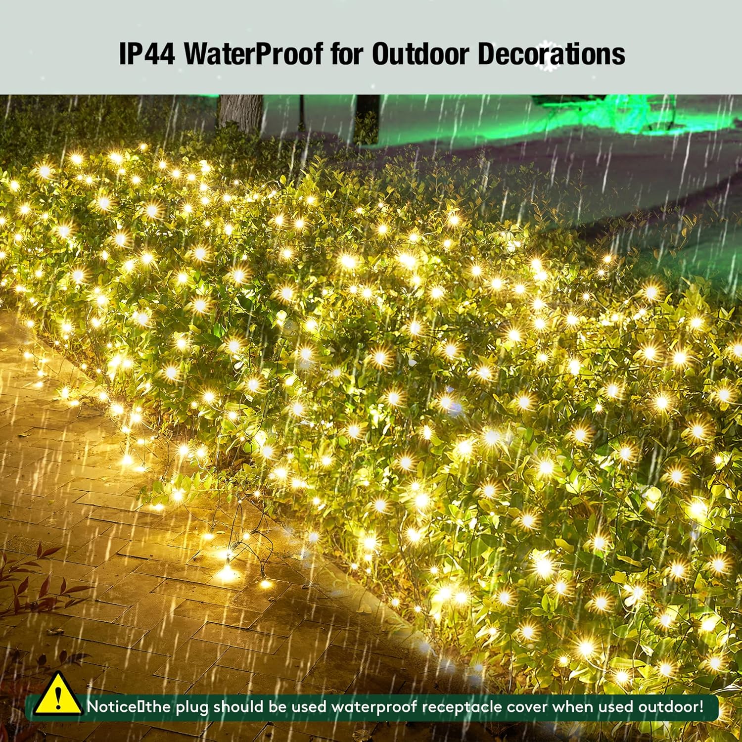 Led Christmas Net Lights Outdoor Christmas Bushes Lights 120Led 6ftx5ft, Connectable Outdoor Indoor Mesh Net Lighting for Xmas Holiday, Garden, Lawn, Shrubs, Trees, Bushes Decorations(WarmWhite)