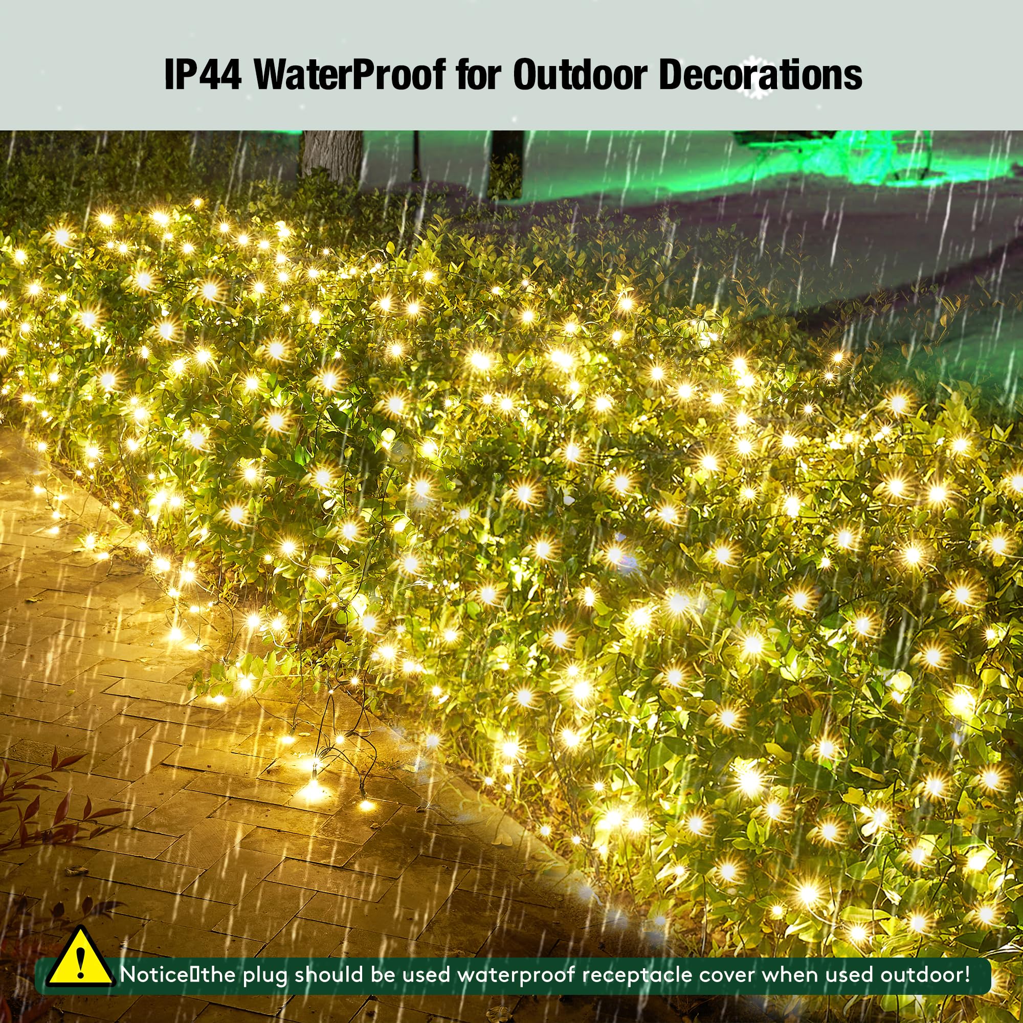LED-Weihnachtsnetz-Lichter für den Außenbereich, Weihnachtssträucher, 120 LEDs, 1,8 x 1,5 m, anschließbare Netzbeleuchtung für Weihnachten, Urlaub, Garten, Rasen, Sträucher, Bäume, Büsche