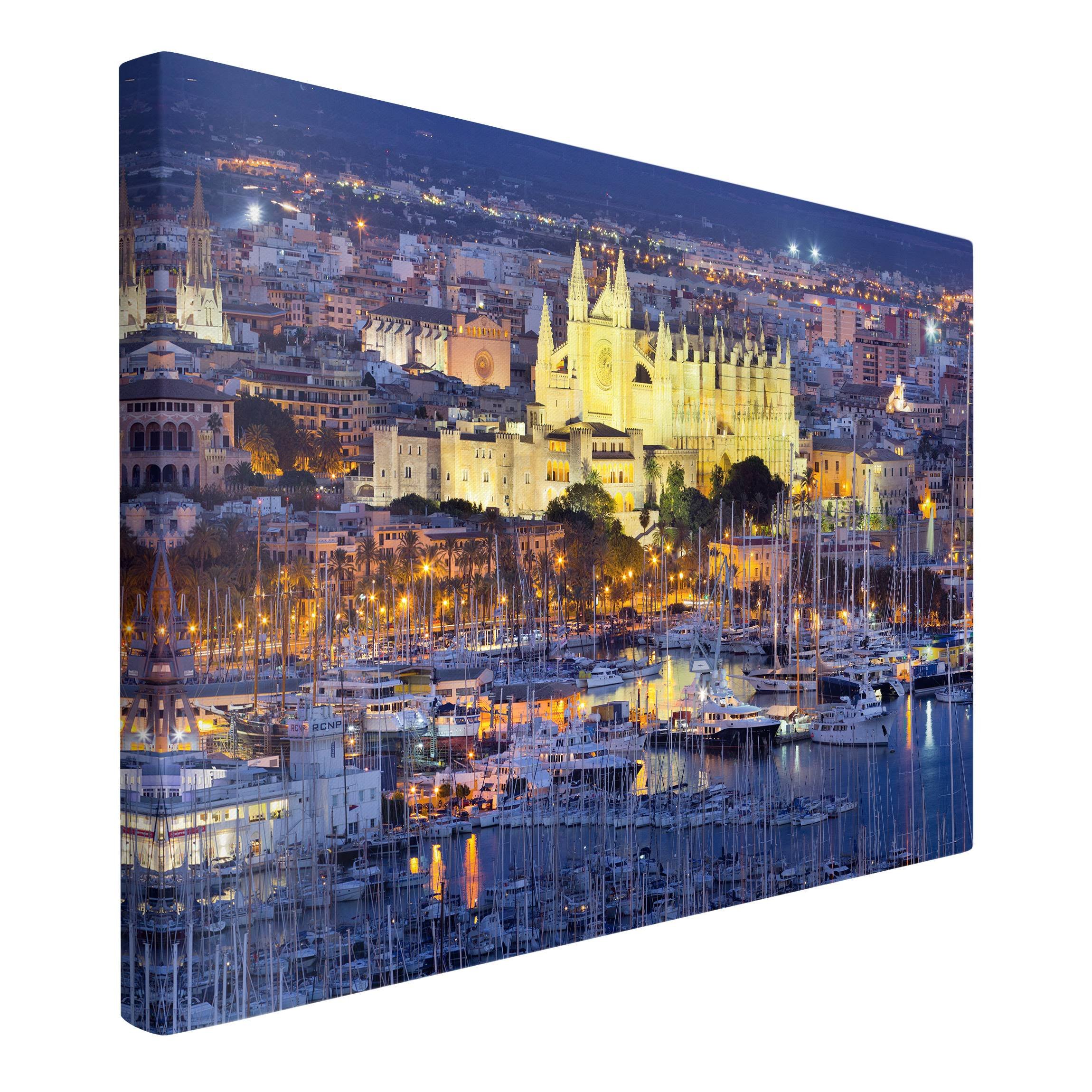 BilderweltenCanvas Art - Palma de Mallorca City skyline and harbor - Landscape Format 2:3 canvas pictures canvas wall art canvas print XXL canvas prints Dimension HxW: 40cm x 60cm