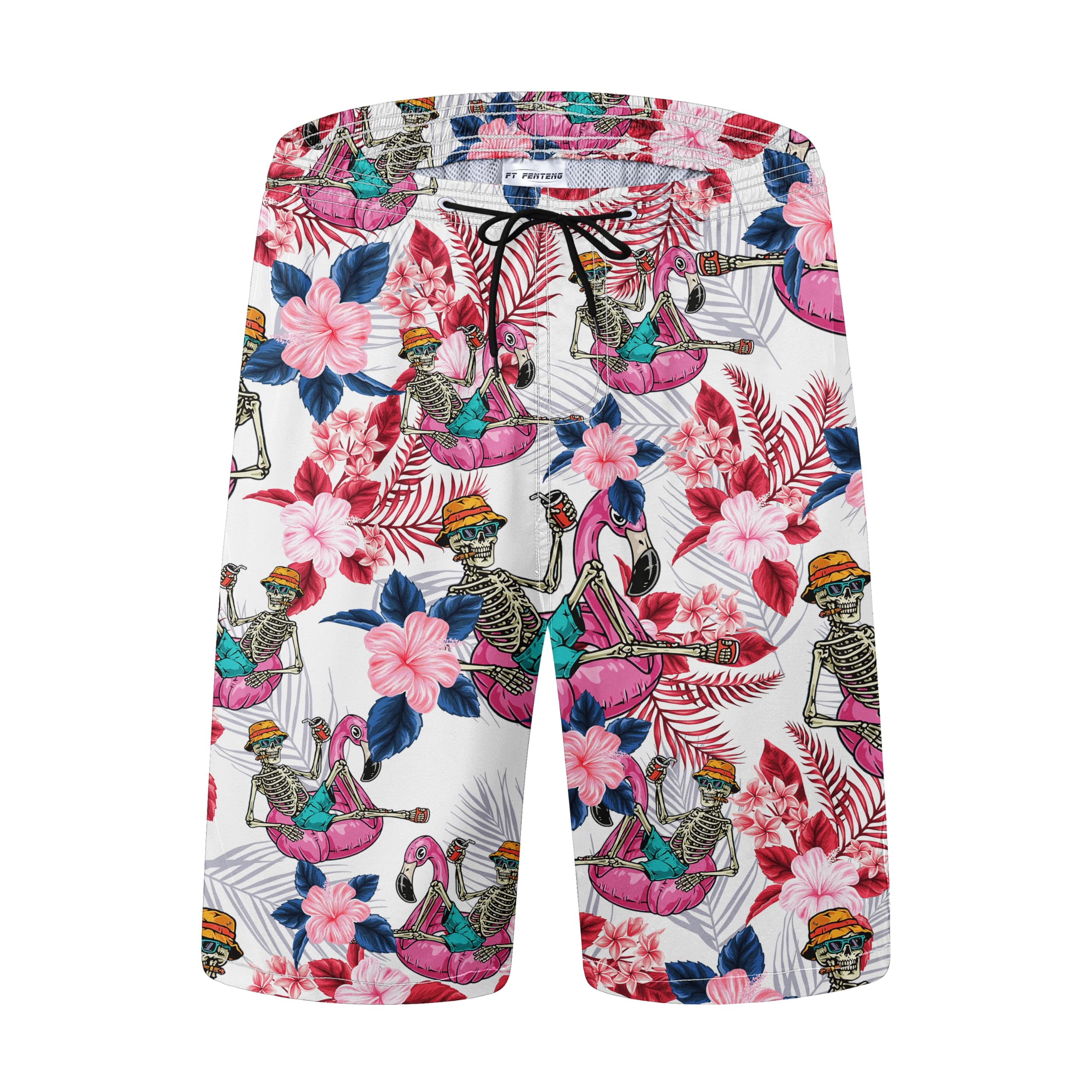 Mens Swim Trunks Quick Dry Board Shorts with Mesh Lining, Breathable Fit Hawaii Beach Shorts Swimwear Bathing Suits