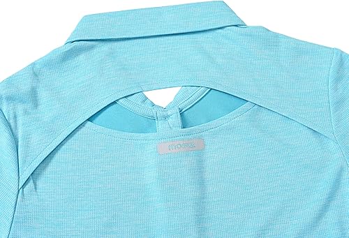 Miniatura 2 de MoFiz Camisetas polo de golf para mujer con corte en la espalda, ropa de golf floral que absorbe la humedad, camisetas de tenis con dobladillo