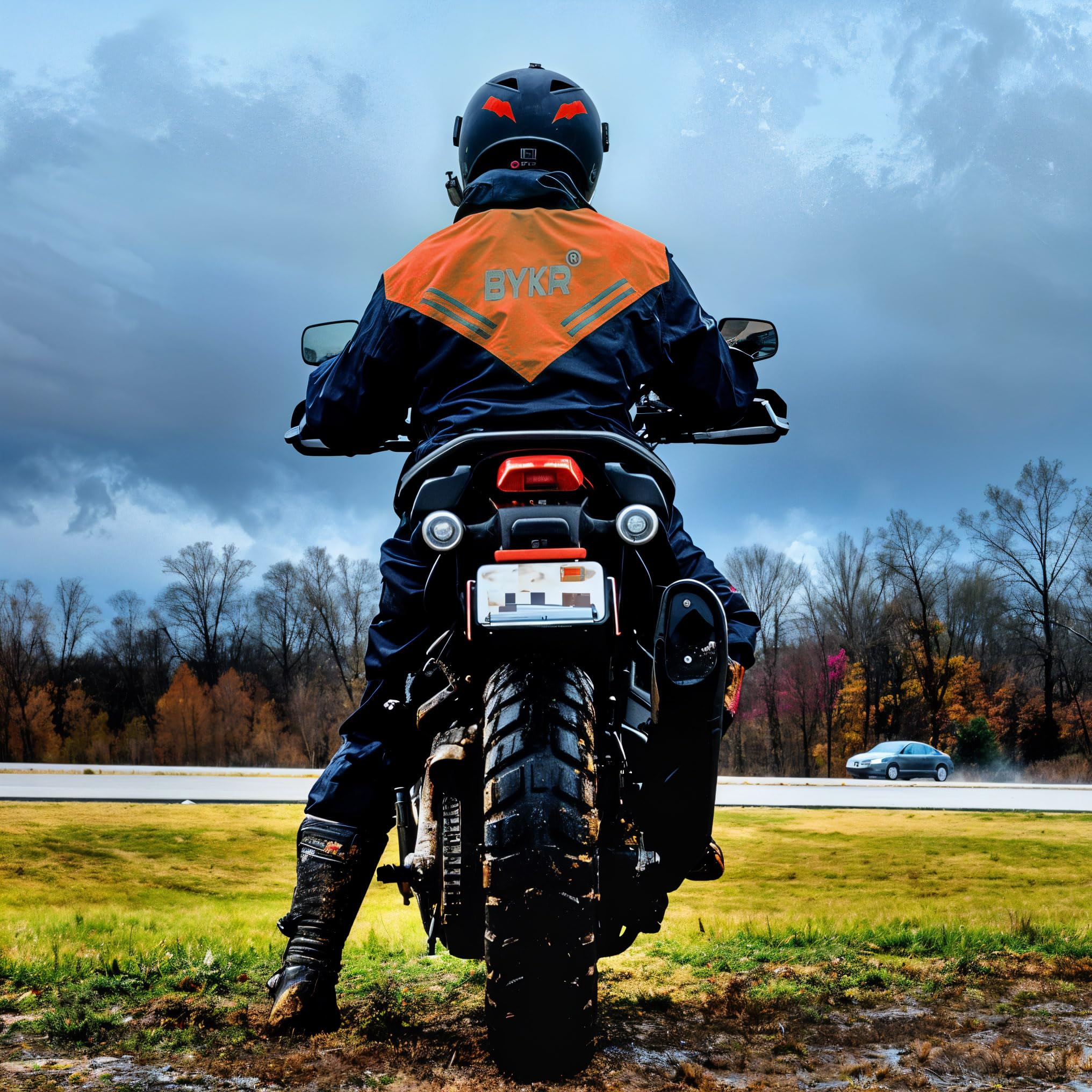 BYKR Wodoodporne outdoorowe kombinezony przeciwdeszczowe na motocykl, dla mężczyzn i kobiet, 2-częściowe, oddychające i wiatroszczelne, ochrona przed mokrą pogodą, motocross, sprzęt przeciwdeszczowy