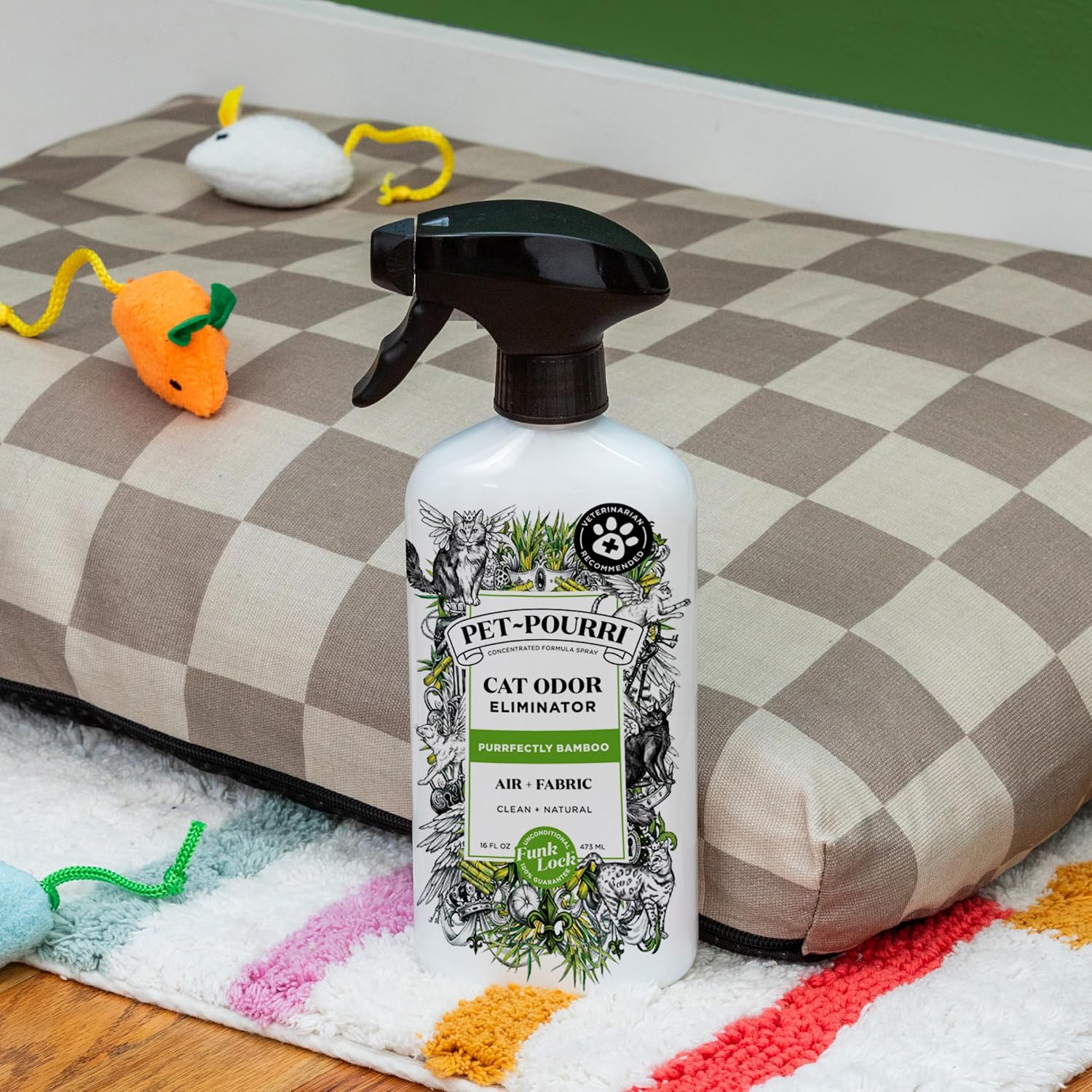 Pet-Pourri Purrfectly Bamboo Cat Odor Freshener Spray Bundle - Air & Fabric Spray 16 Fl Oz + Smell Ya Litter Box Spray 3.4 Fl Oz (Veterinarian Recommended)